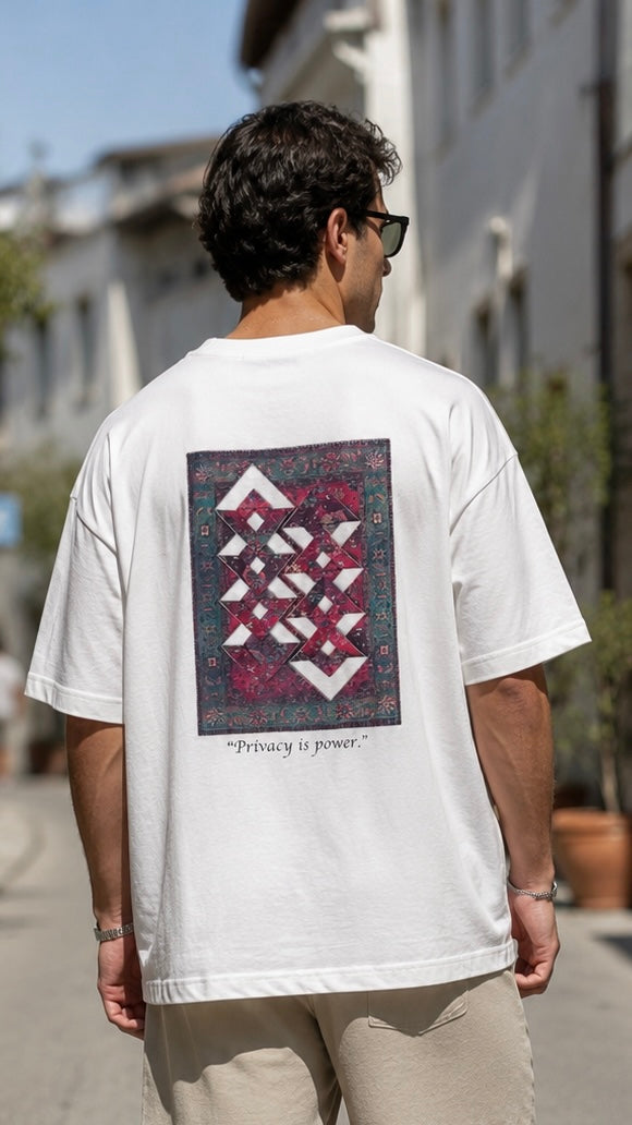 Oversize Beyaz Sırt Patchli  Tshirt 9447