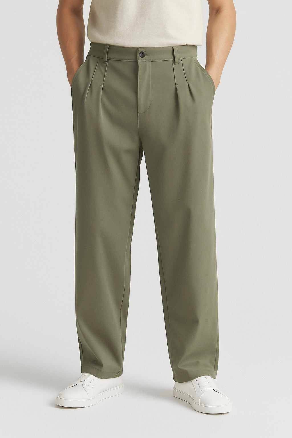 Baggy Haki Kalın Kumaş Pantolon 6152