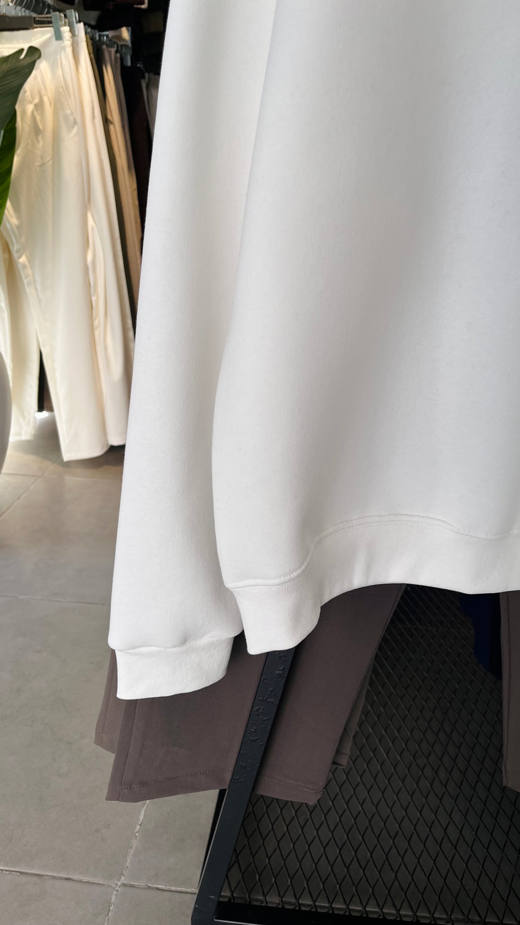 Oversize Üç İplik Şardonlu Beyaz Sweatshirt 5133