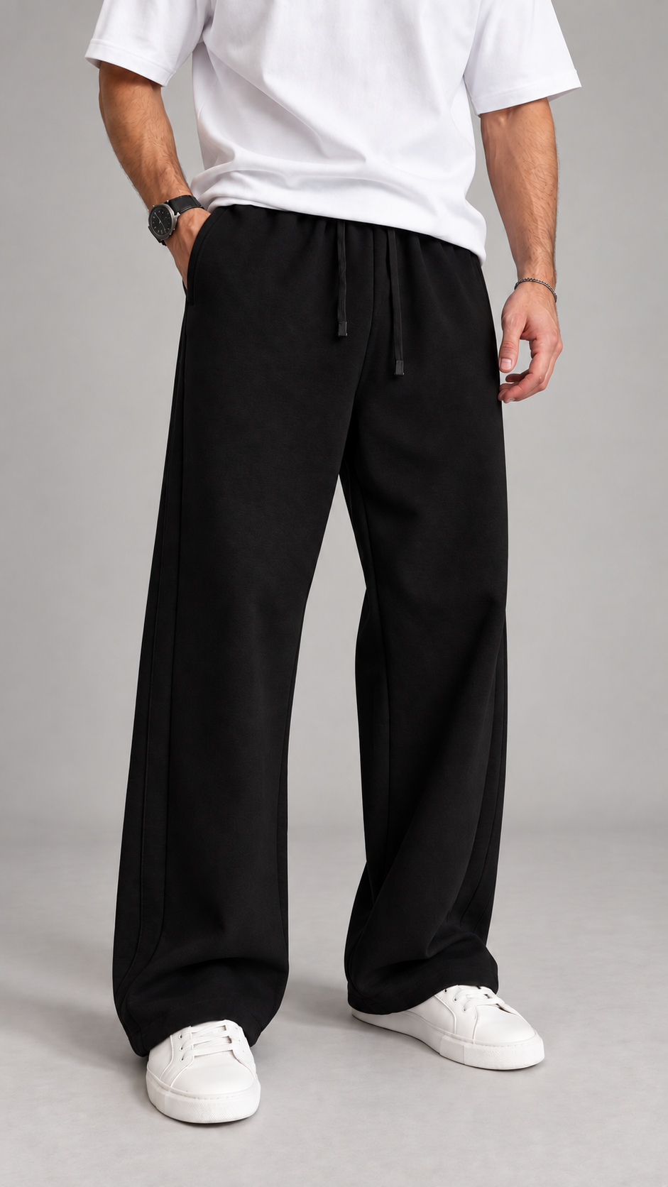 Baggy Yanları Detaylı Siyah Eşofman 6244