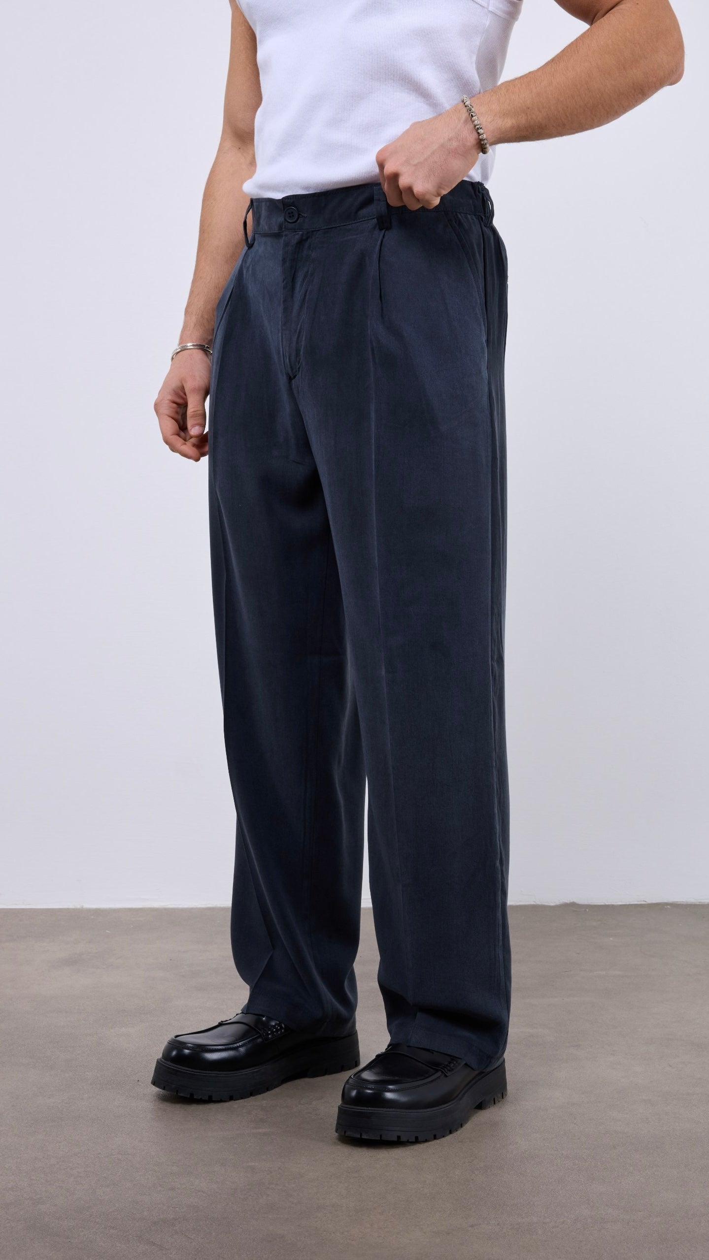Baggy Yıkamalı Siyah Modal Kumaş Pantolon 6208