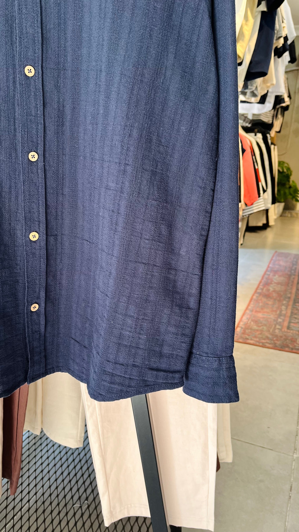 Oversize Lacivert Uzun Kollu Gömlek - Lacivert 5416