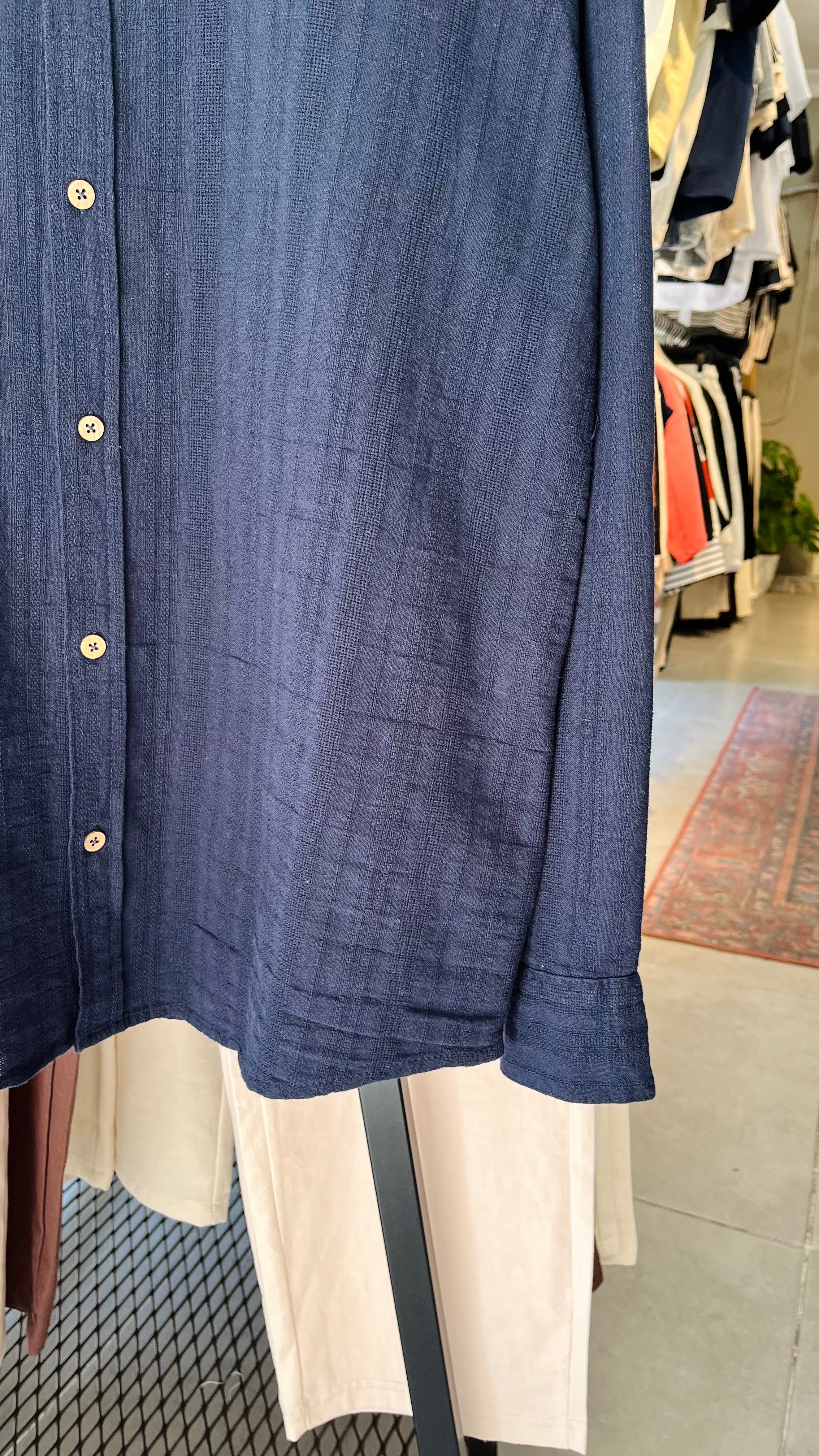 Oversize Lacivert Uzun Kollu Gömlek - Lacivert 5416