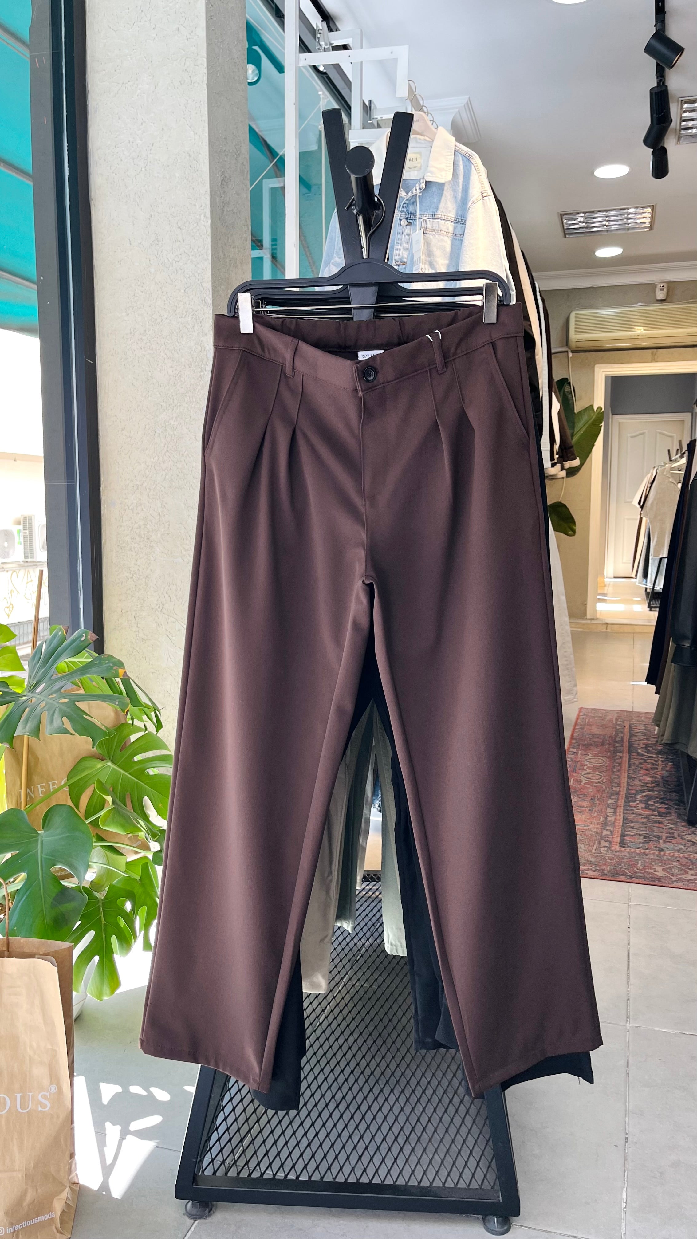 Baggy Kahverengi Kalın Kumaş Pantolon 6153