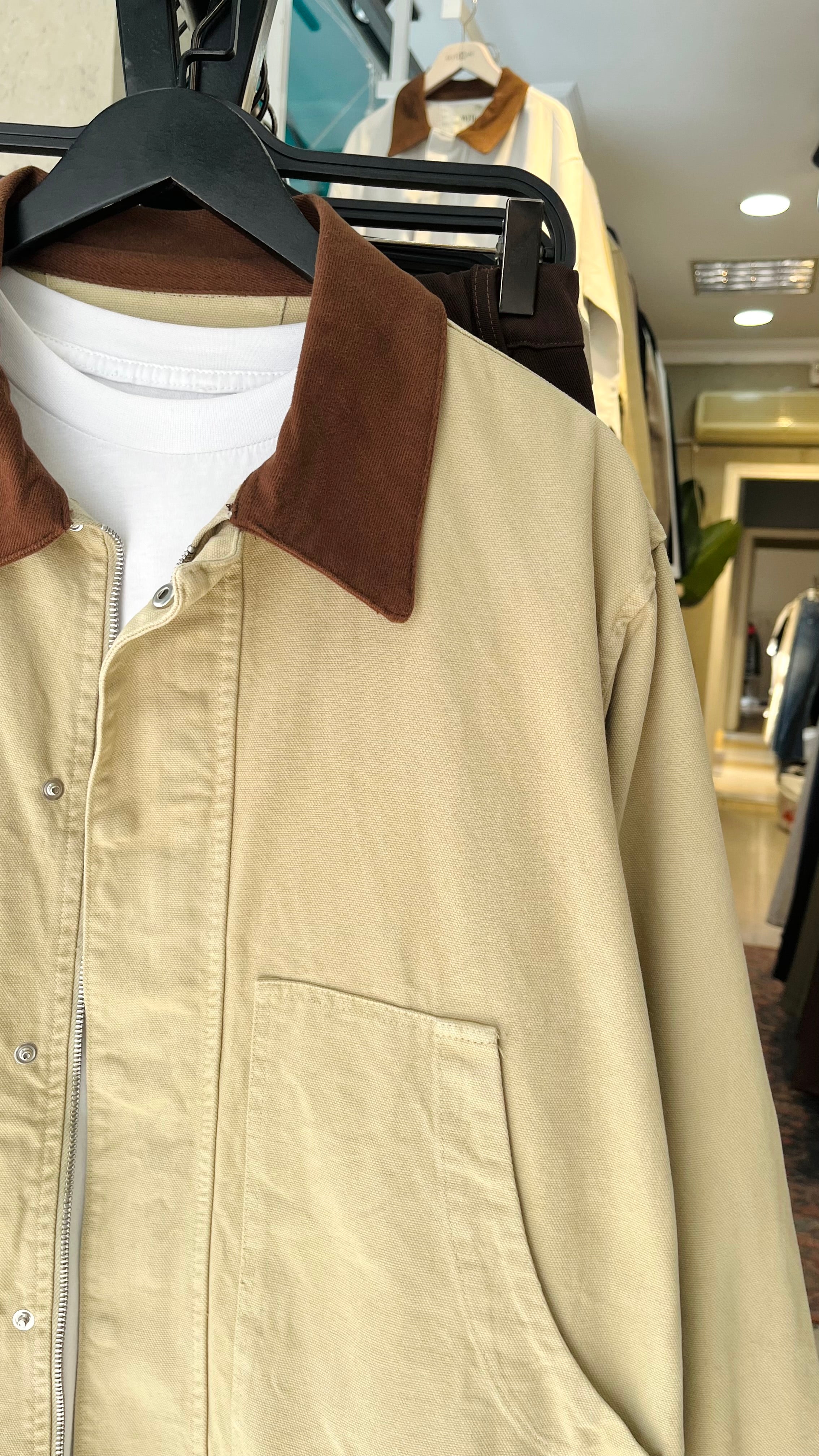 Bej Yakası Kahverengi Gabardin Ceket 2040