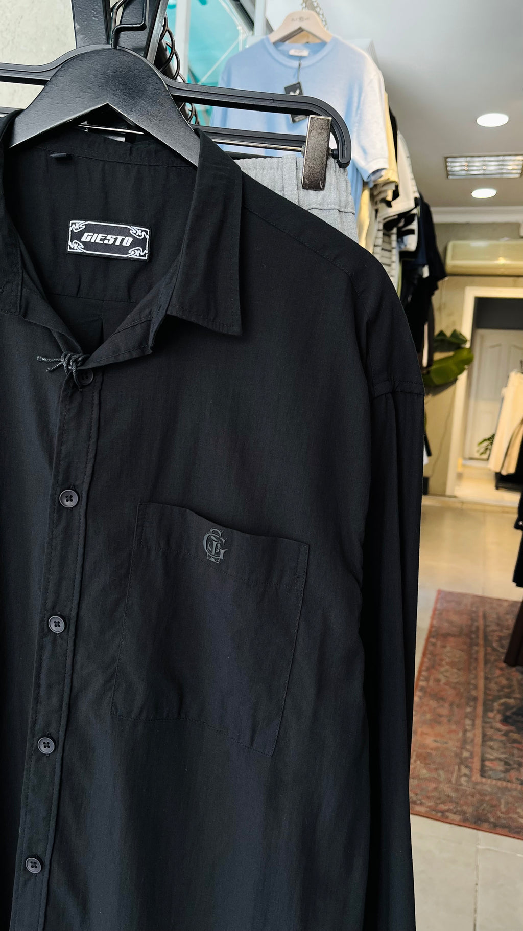 Oversize Siyah Uzun Kollu Gömlek 5466