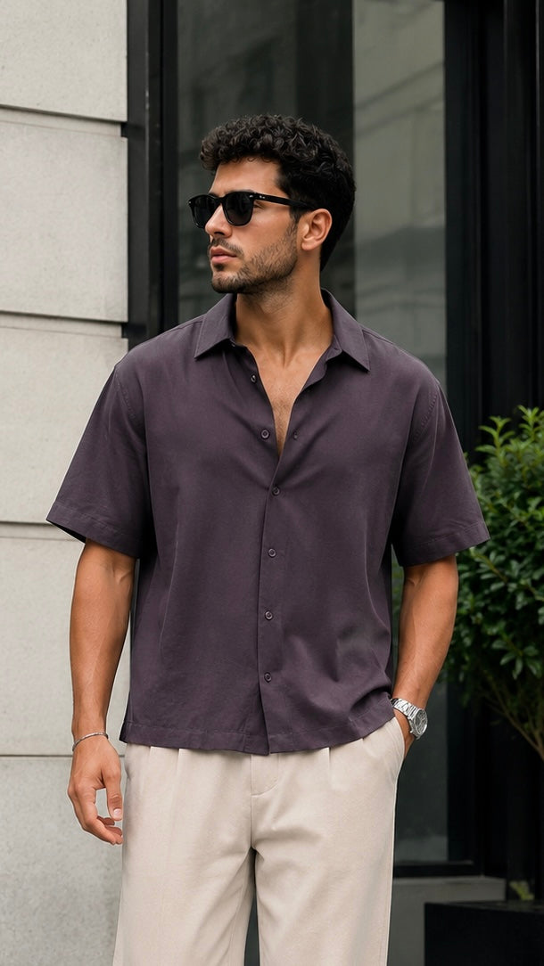 Oversize Kahverengi Modal Kumaş Gömlek 5500