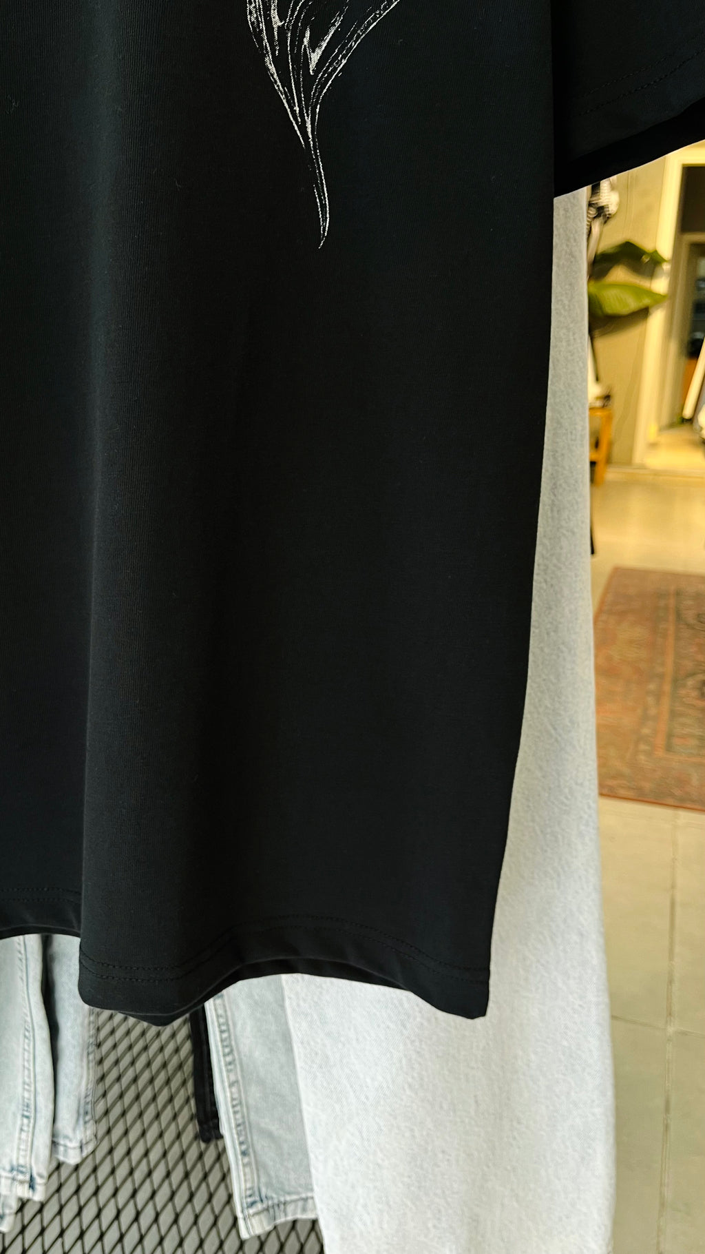 Oversize Siyah Baskılı Tshirt 9414