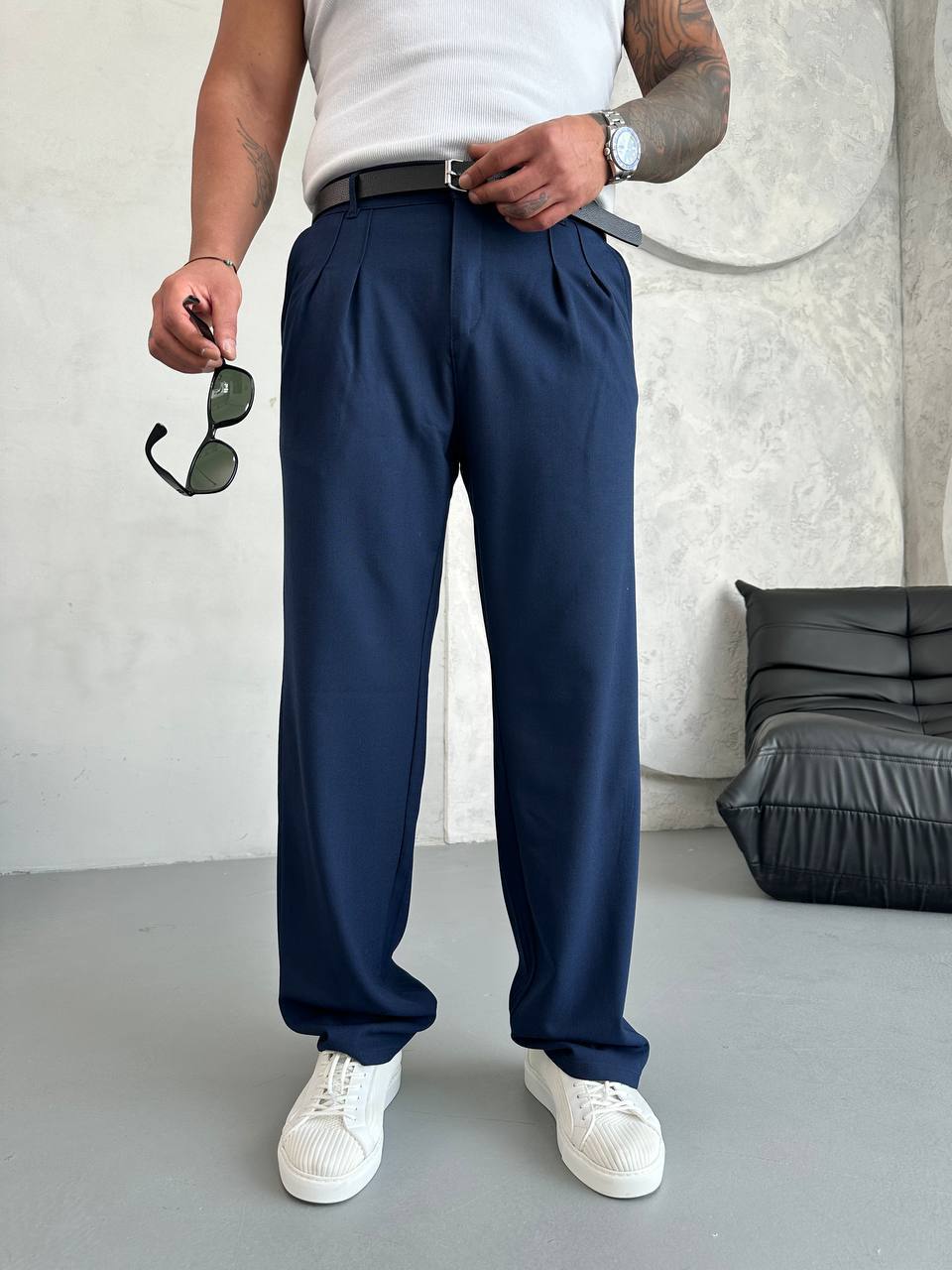 Erkek Baggy Kumaş Pantolon - Lacivert 6093