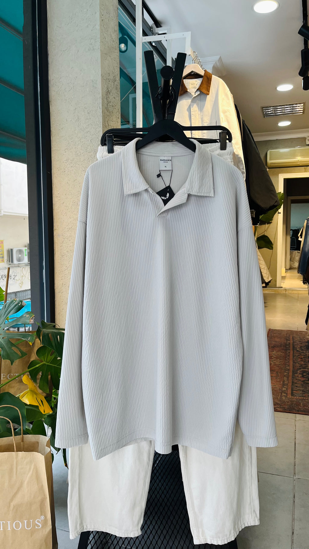 Oversize Gri Yakalı Sweatshirt 5002