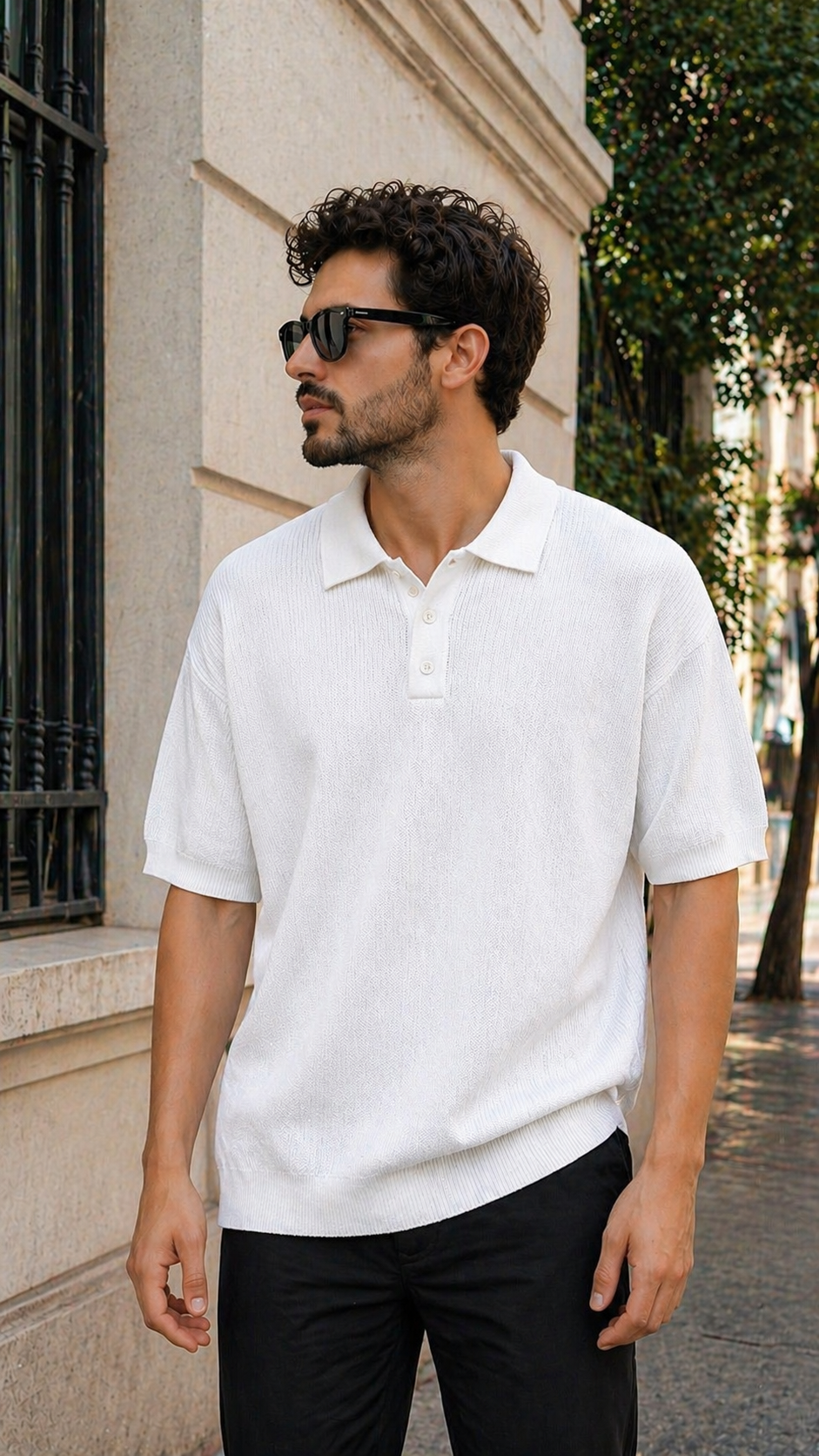 Oversize Beyaz Yakalı Triko Tshirt 9357