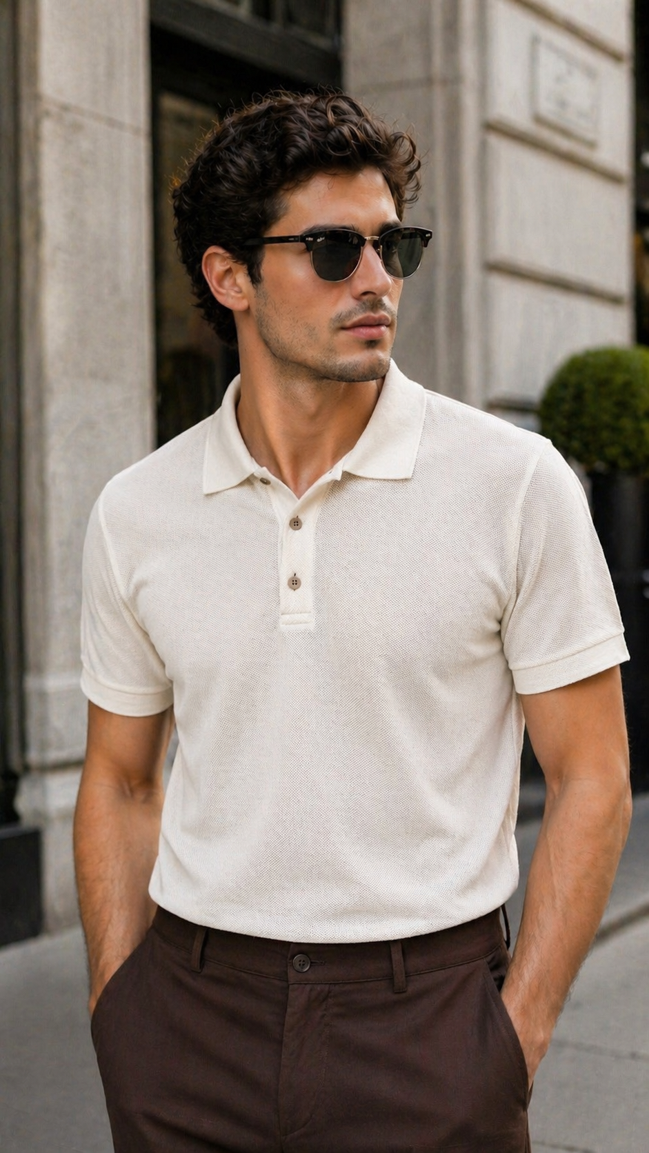 Bej yakalı tshirt 9373