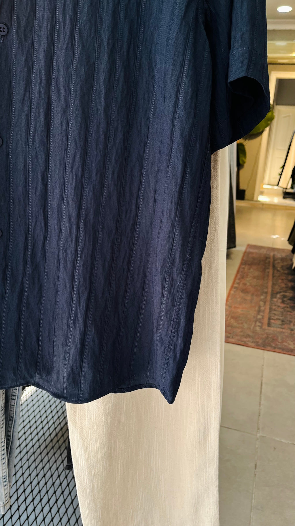 Oversize Lacivert Kısa Kollu Gömlek 5448