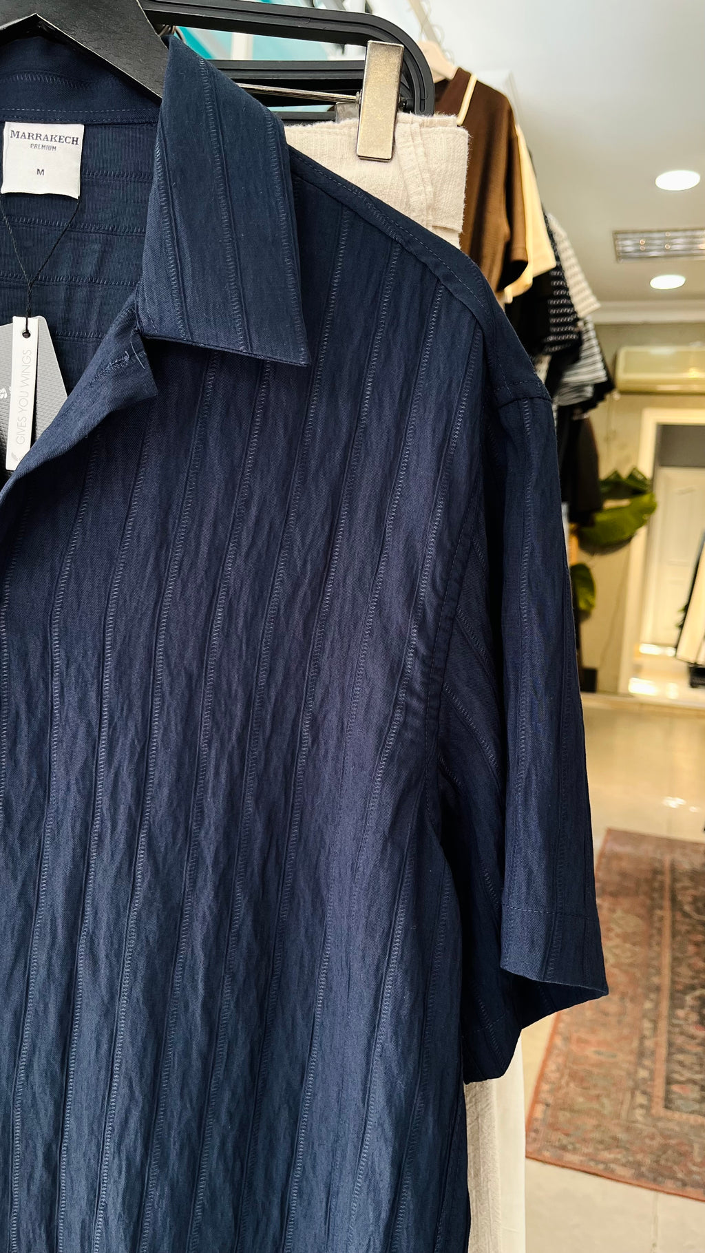 Oversize Lacivert Kısa Kollu Gömlek 5448