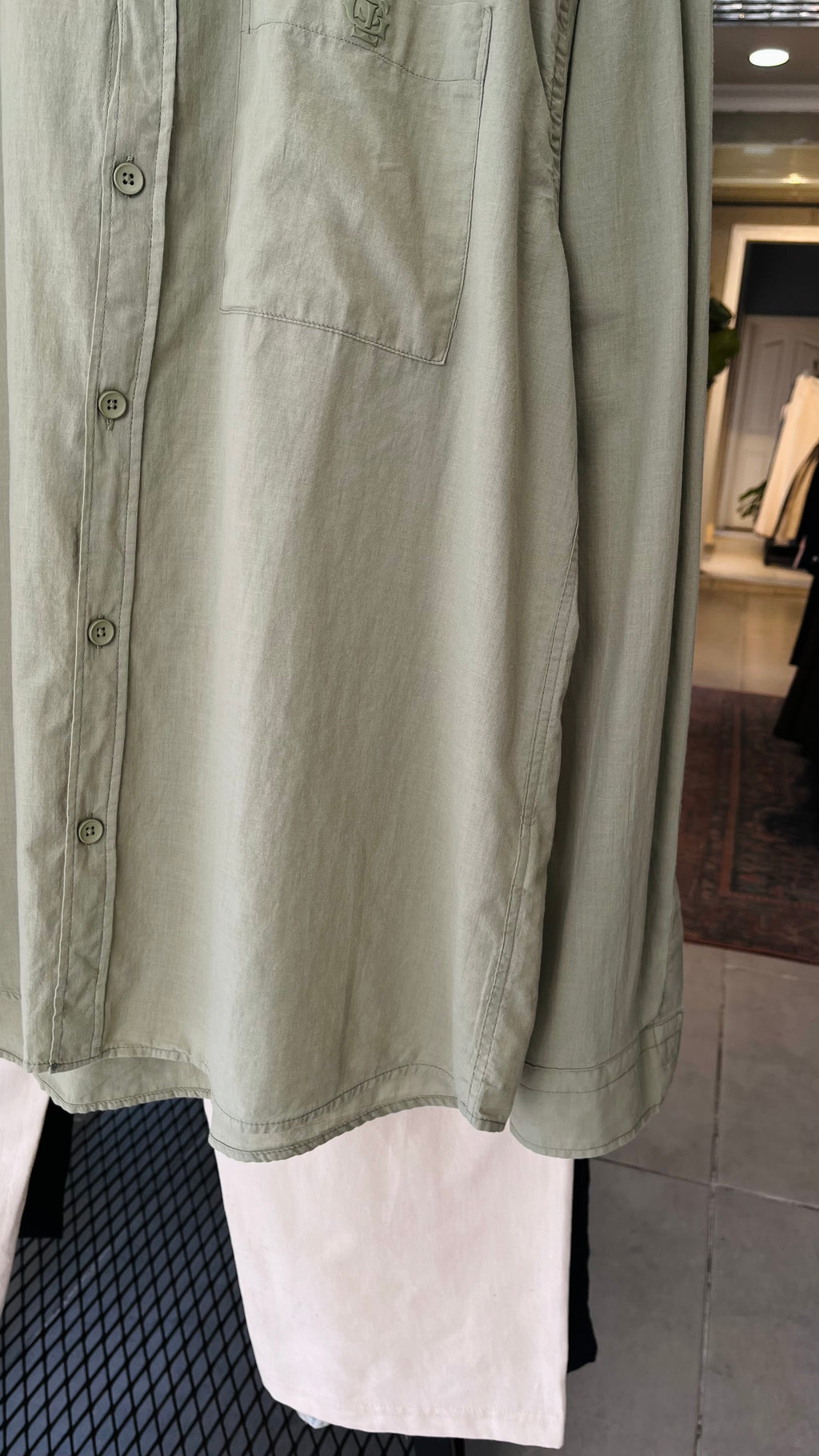 Oversize Haki Uzun Kollu Gömlek 5463