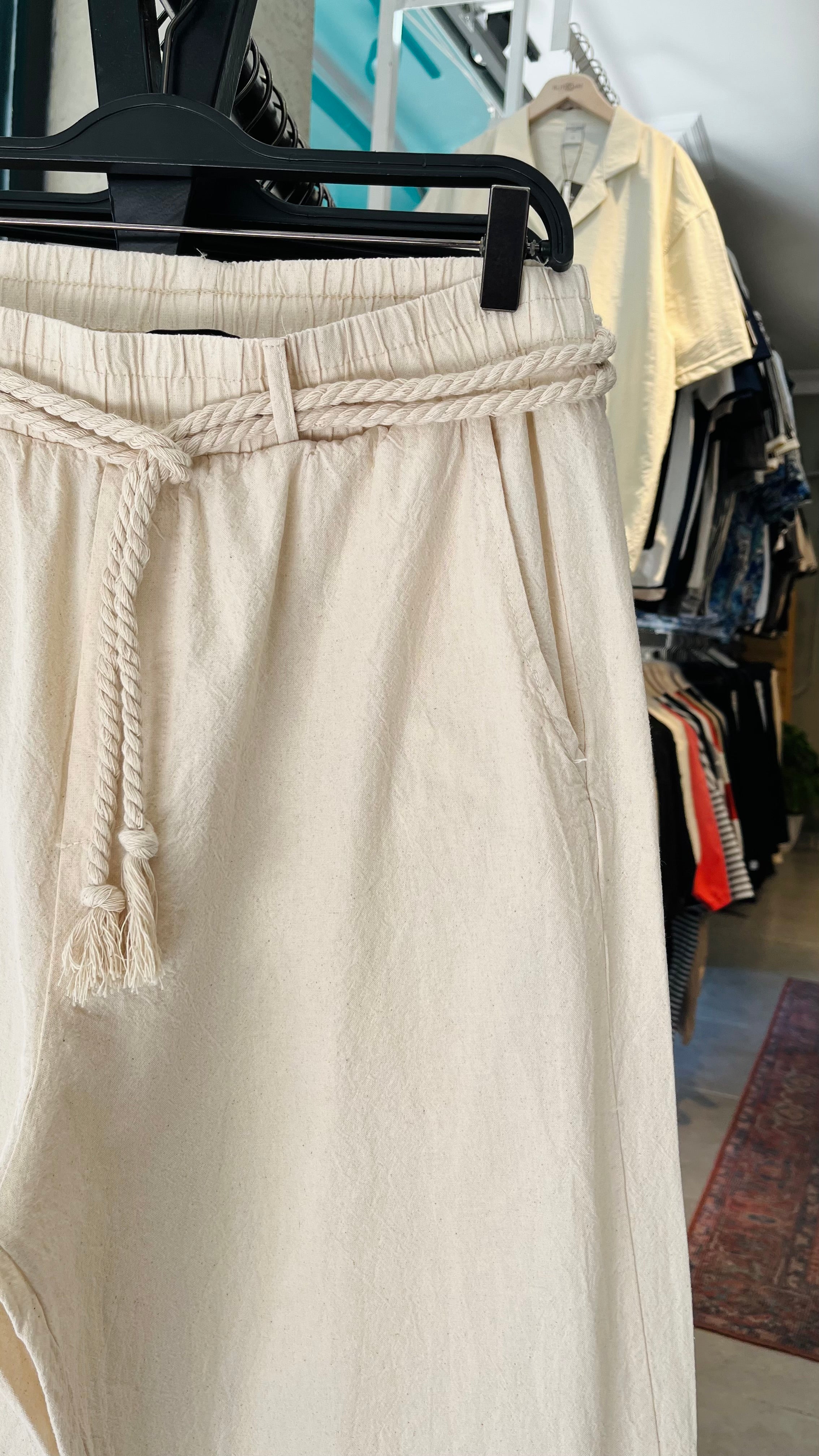 Bej  Ekstra Bol Halat Detaylı Baggy Pantolon - Bej 6127