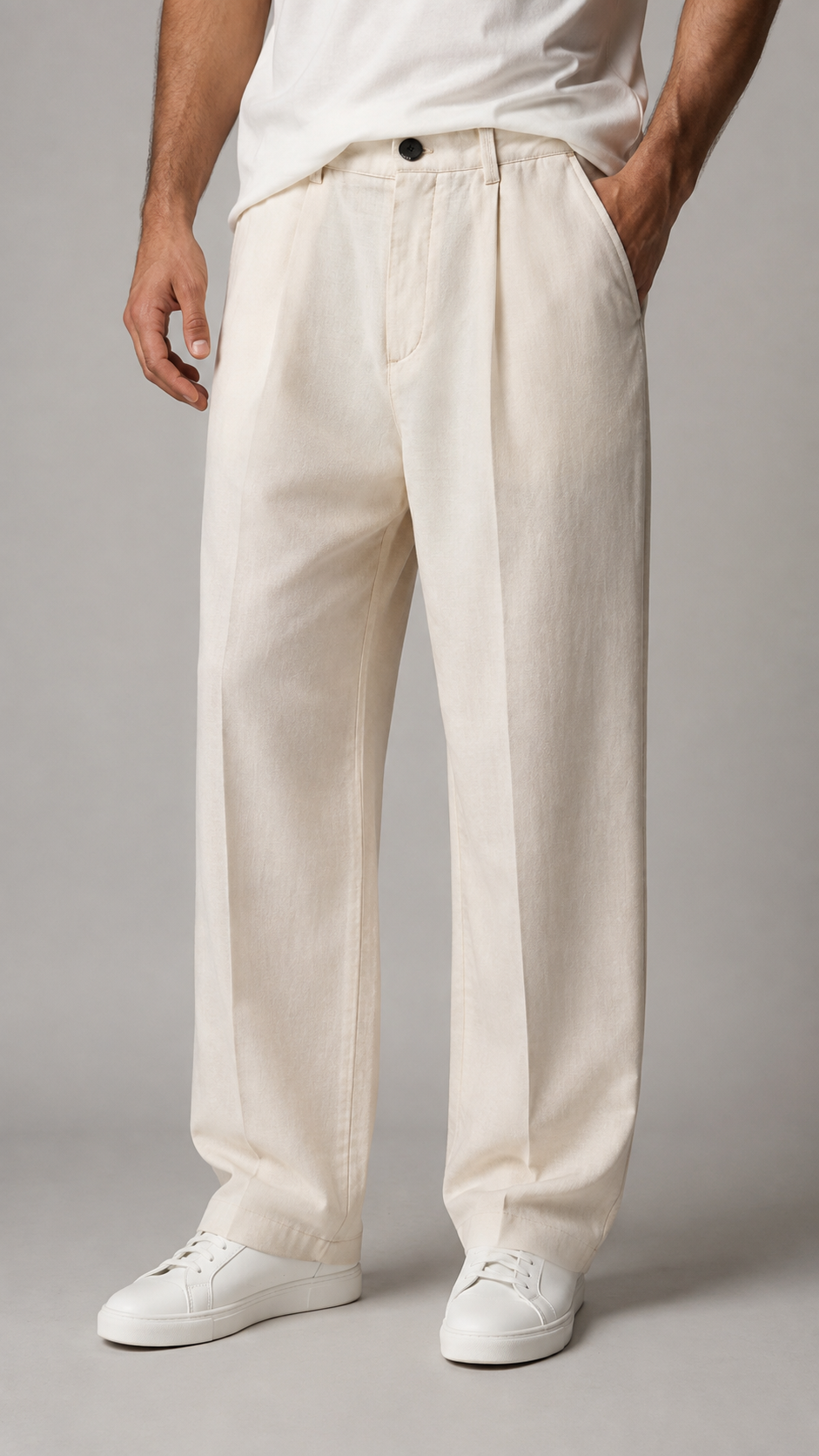 Baggy Premium Keten Bej Pantolon 6228