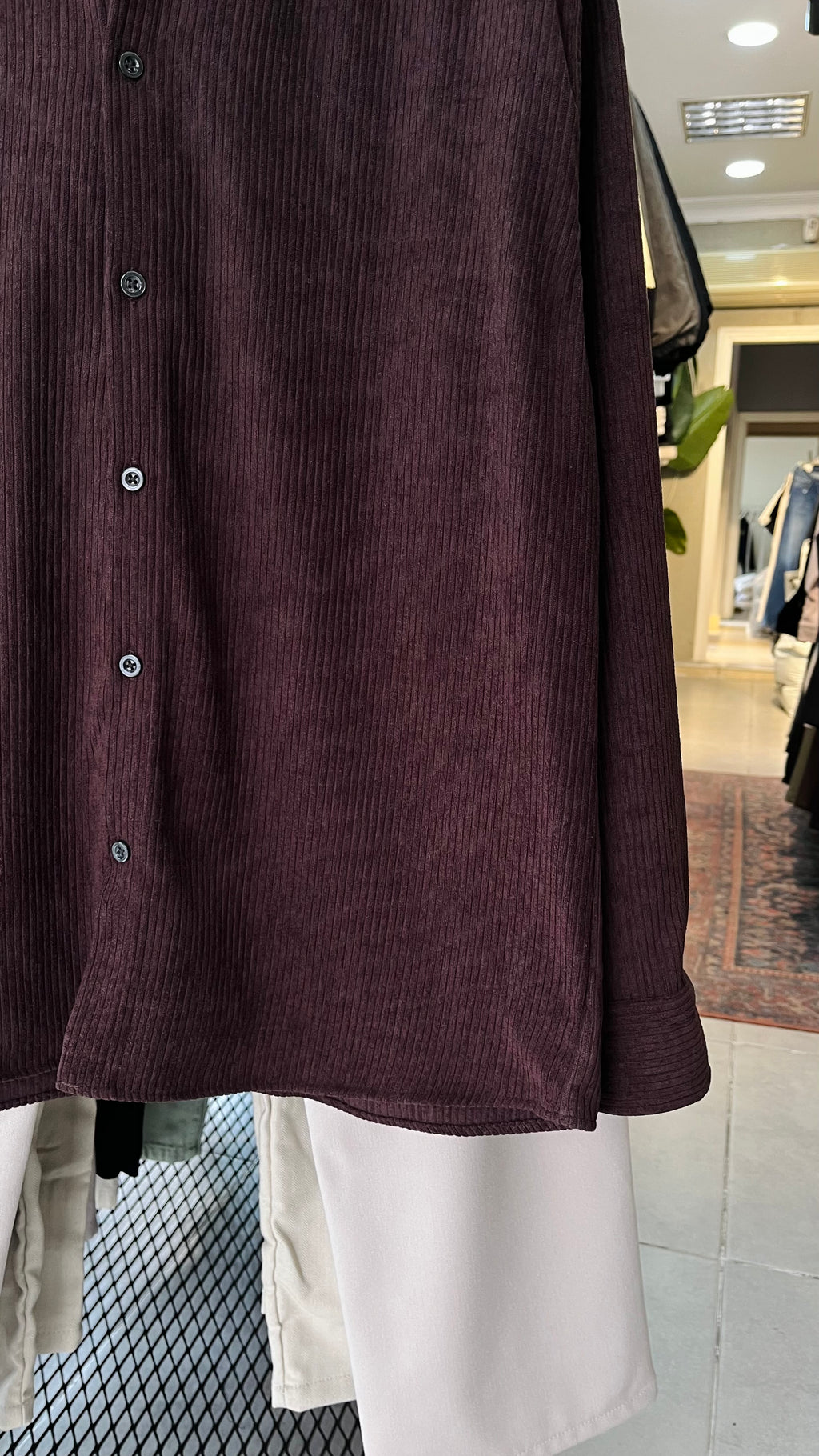 Oversize Kahverengi Kadife Gömlek 5428