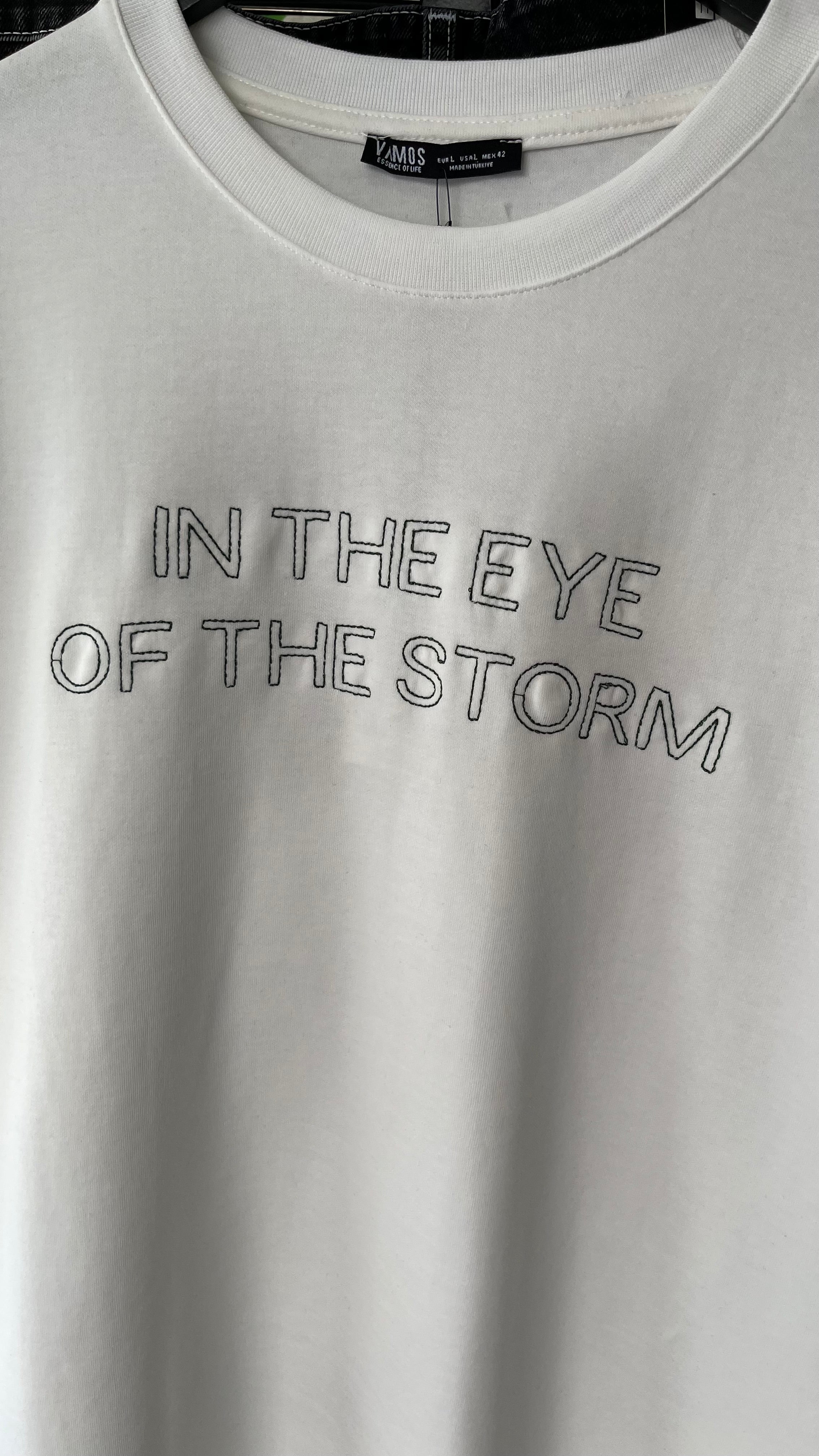 Oversize Beyaz Nakışlı Tshirt 9420