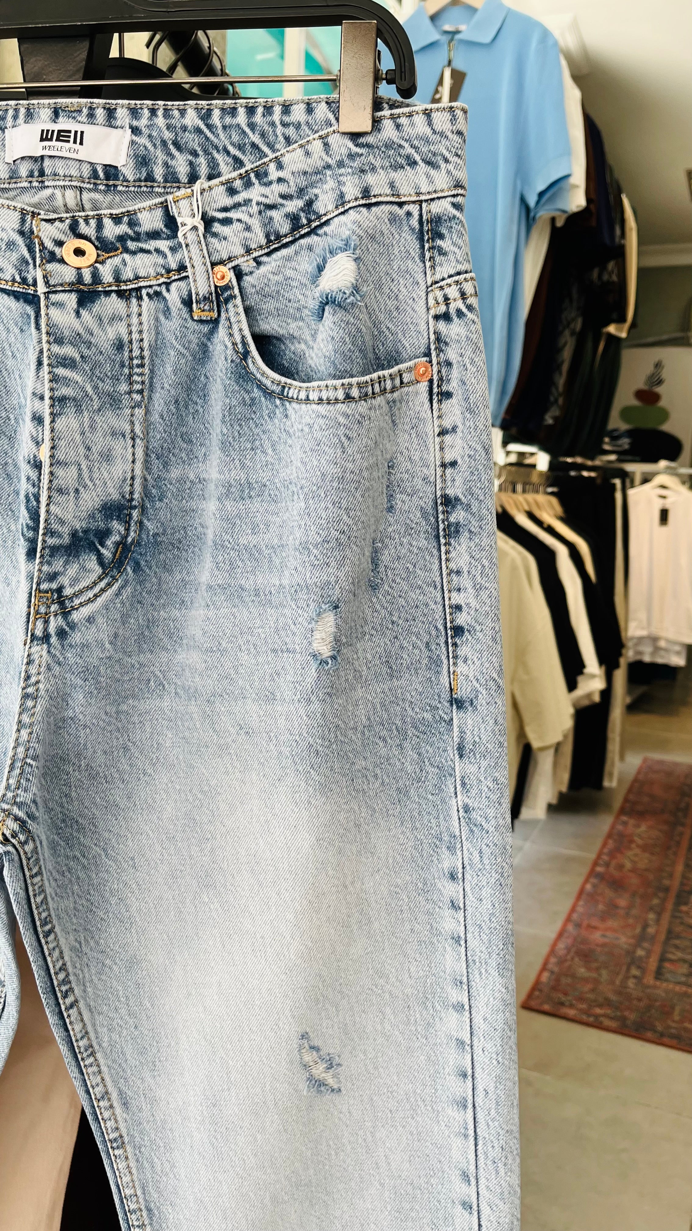 Baggy Açık Mavi Yırtıklı Jean 3298