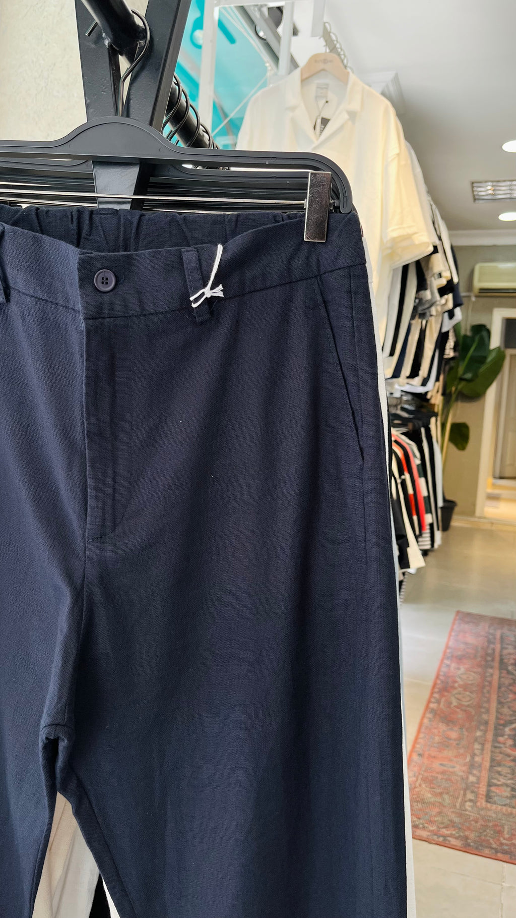 Erkek Baggy Keten Pantolon – Lacivert 6132