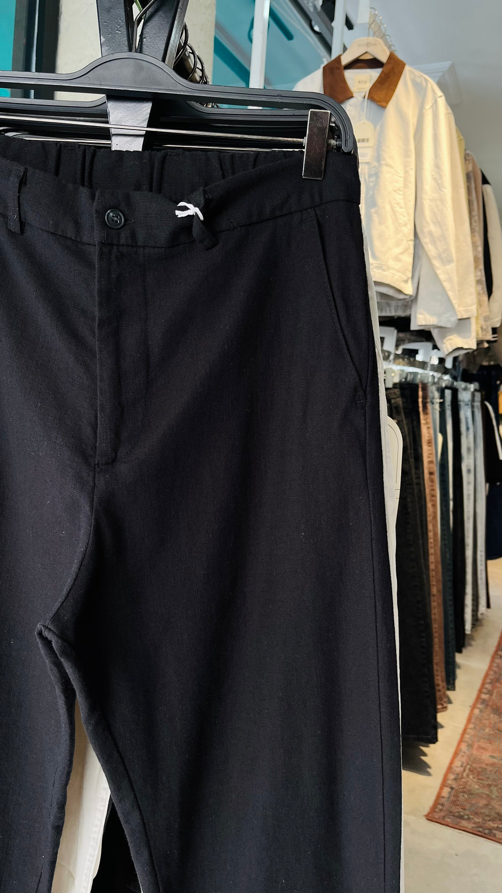 Erkek Baggy Keten Pantolon – Siyah 6134