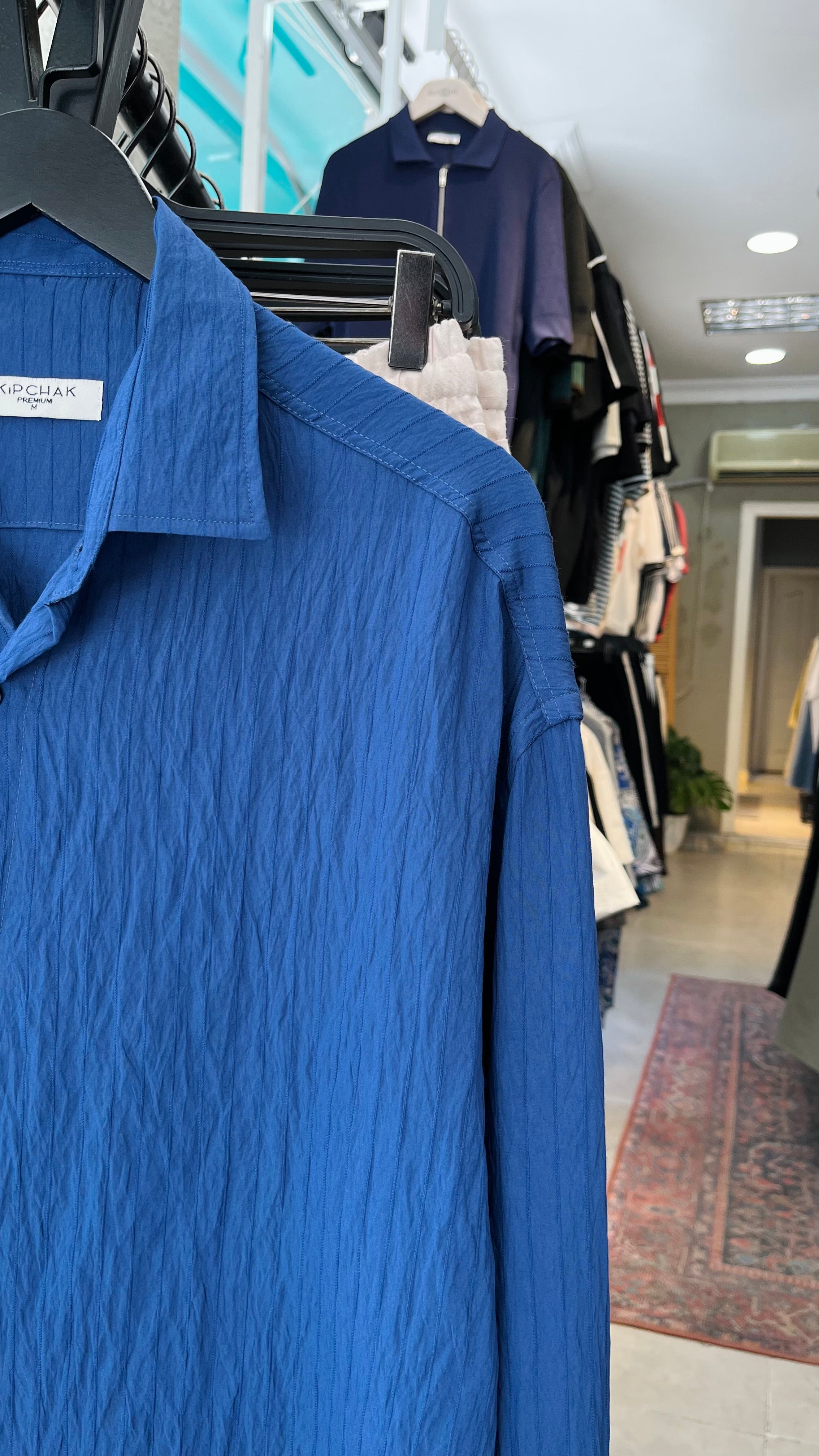 Oversize Lacivert Uzun Kollu Gömlek - Lacivert 5403