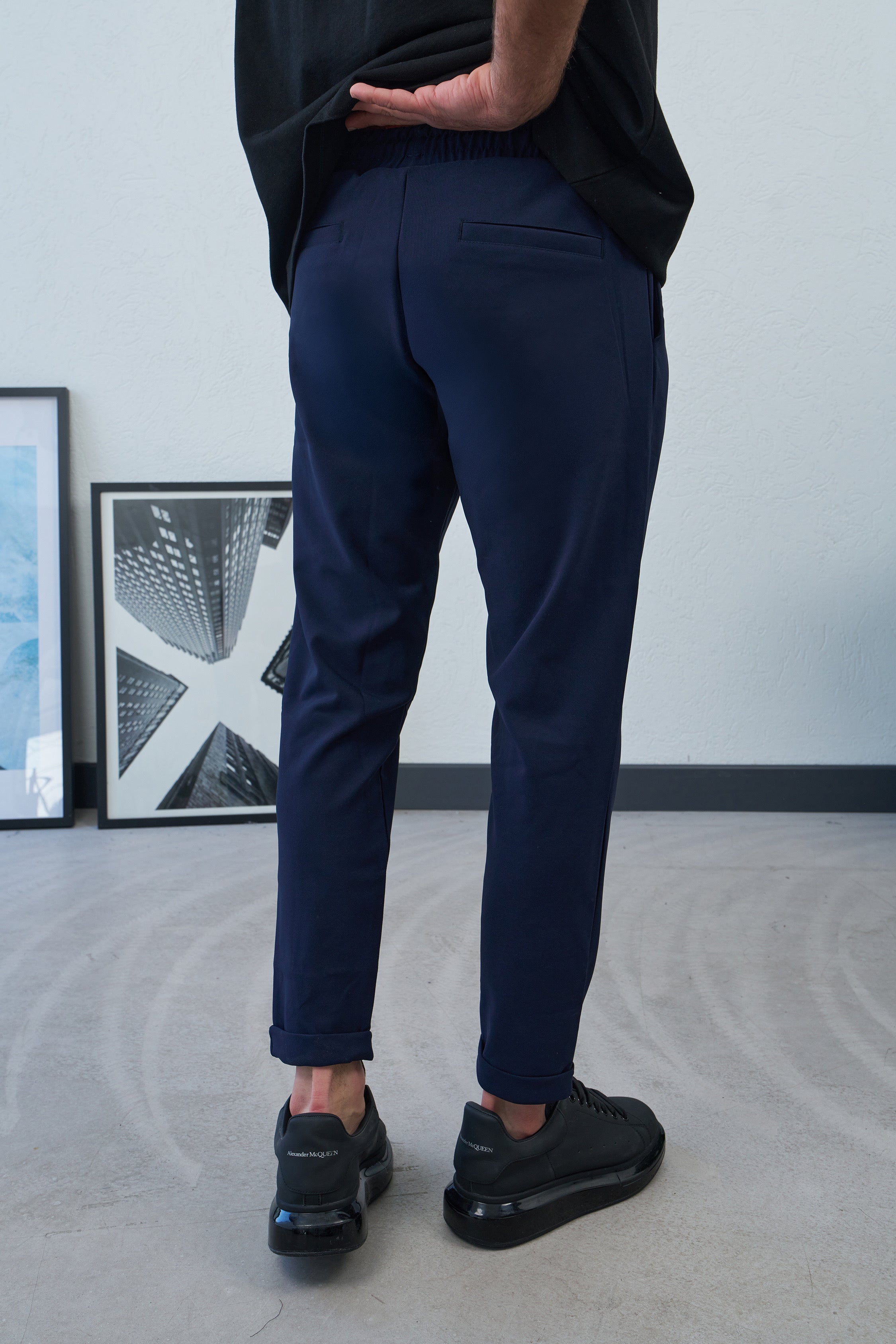 Double Paça Lacivert Jogger Pantolon 6212