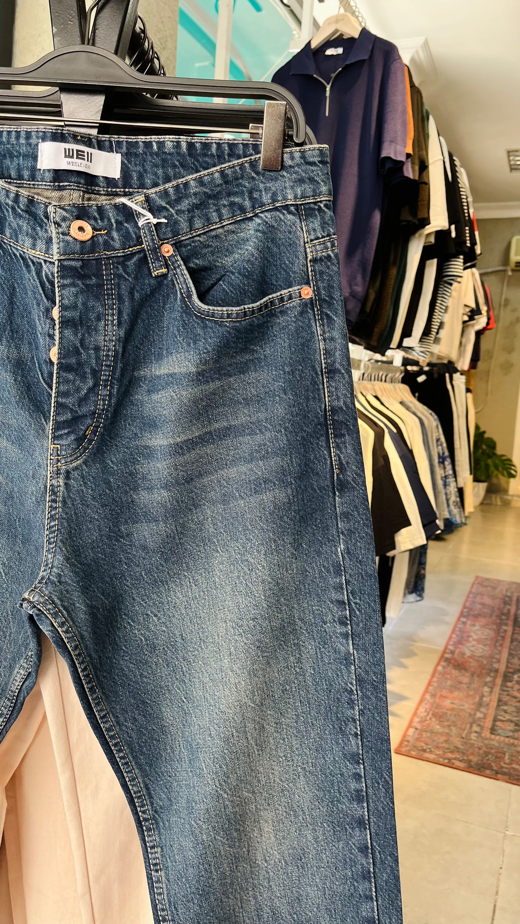 Baggy Lacivert Yıkamalı Jean 3303