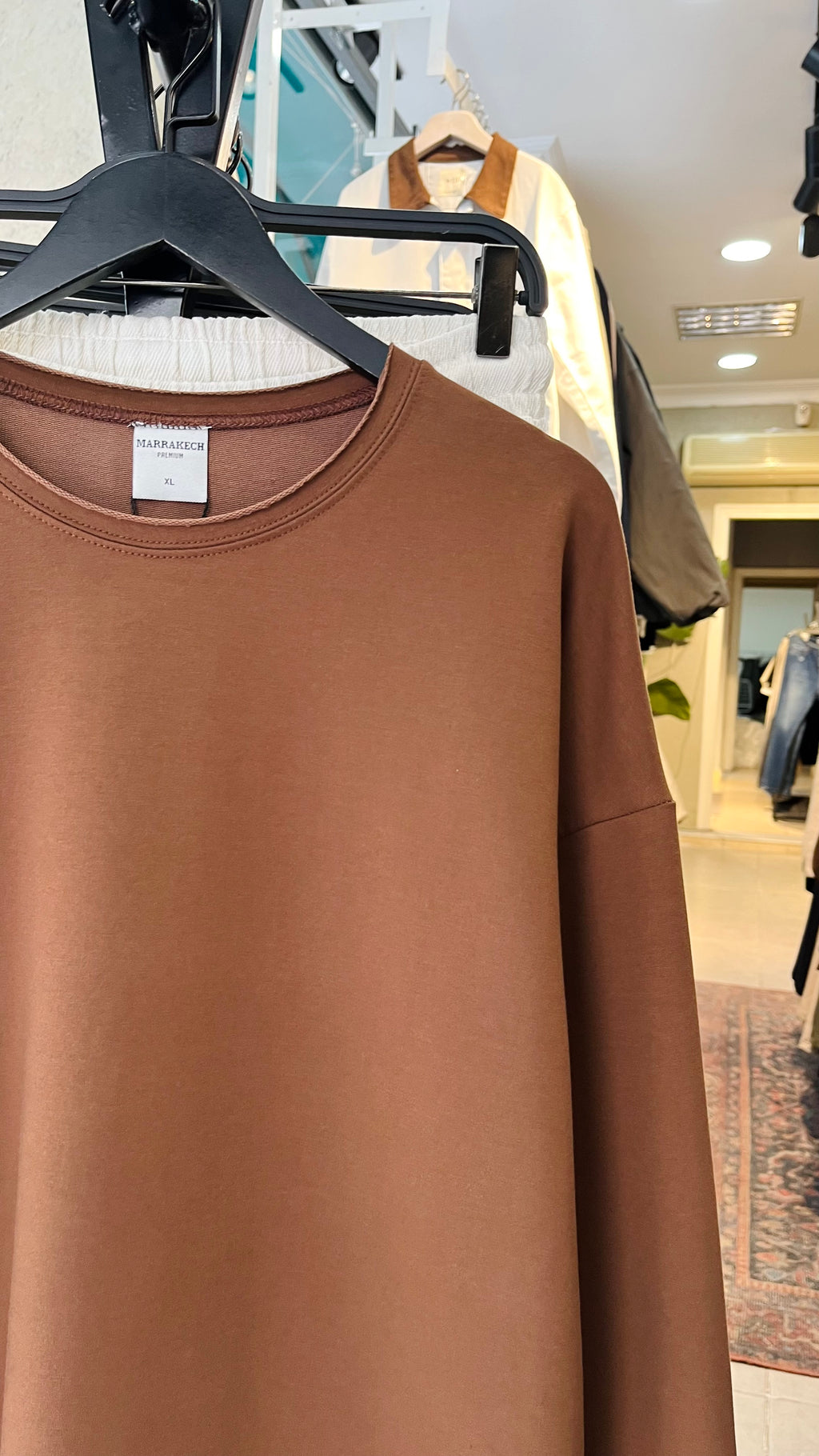 Oversize Kahverengi İnce Sweatshirt 5012