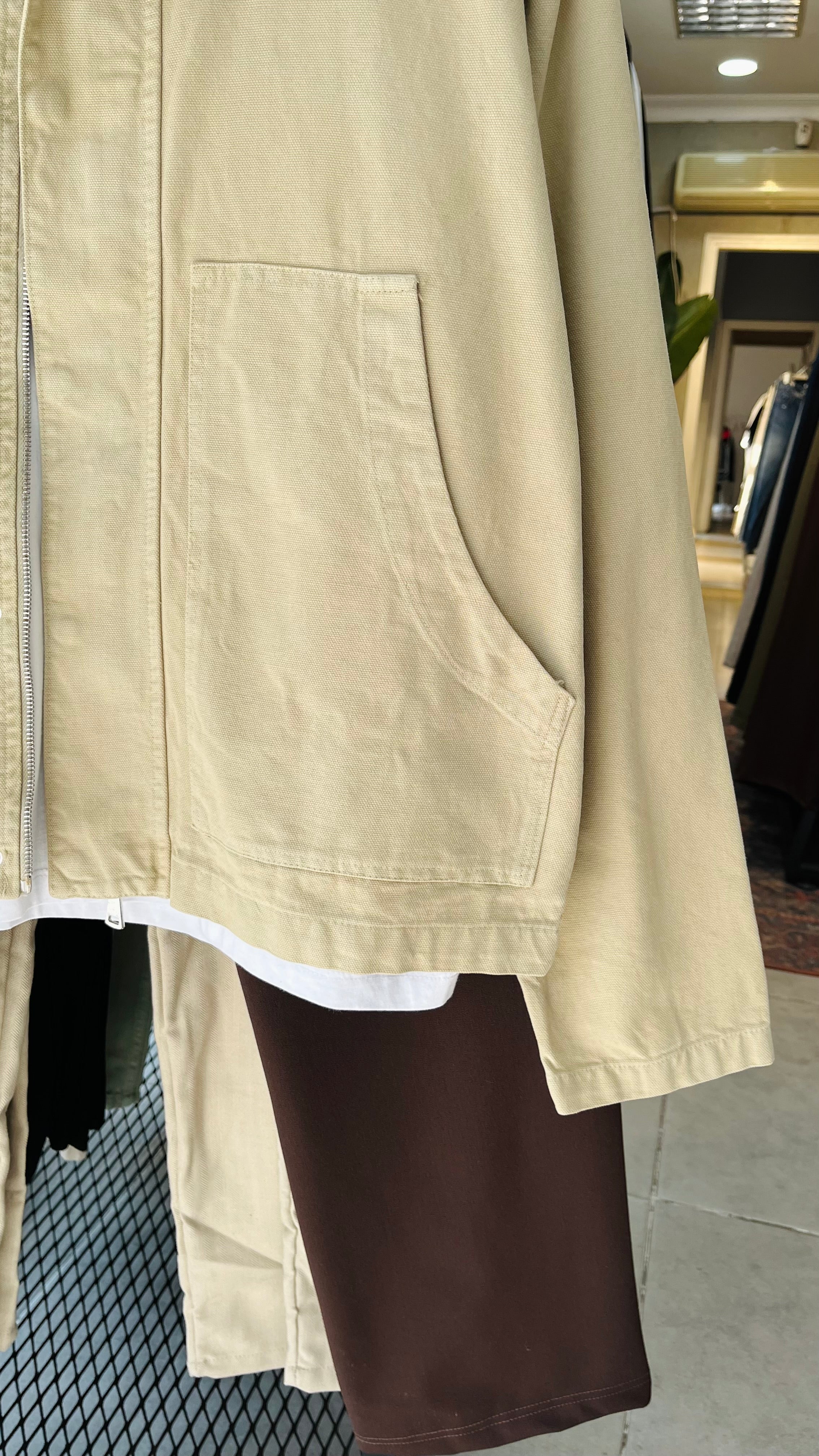 Bej Yakası Kahverengi Gabardin Ceket 2040