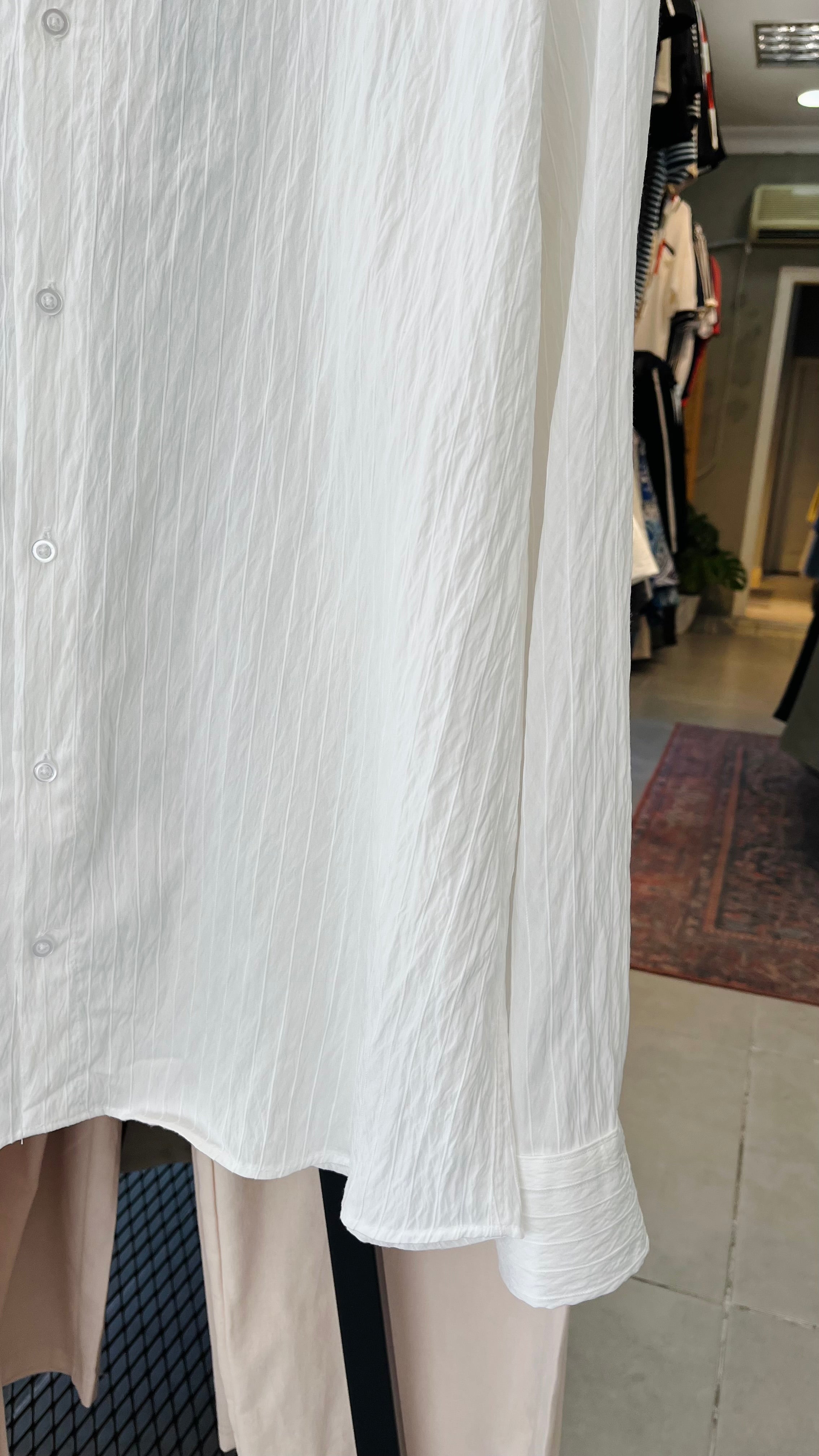 Oversize Beyaz Uzun Kollu Gömlek - Beyaz 5402