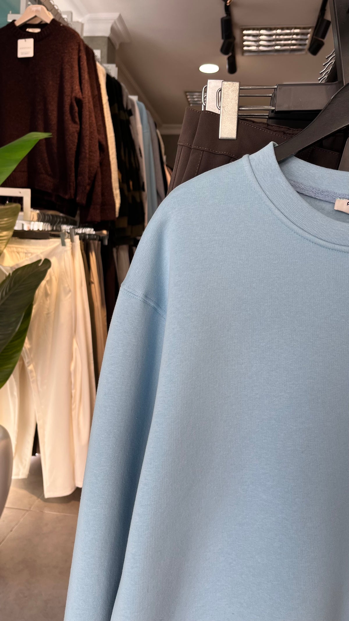 Oversize Üç İplik Şardonlu Mavi Sweatshirt 5134