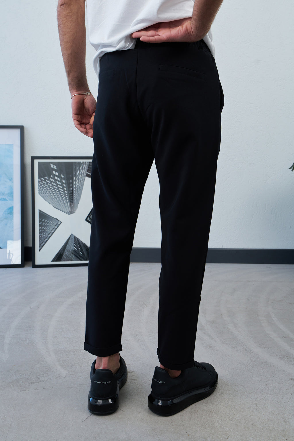 Double Paça Siyah Jogger Pantolon 6210