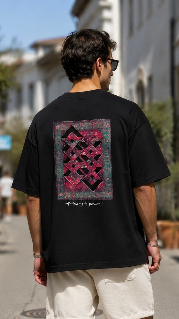 Oversize Siyah Sırt Patchli  Tshirt 9448