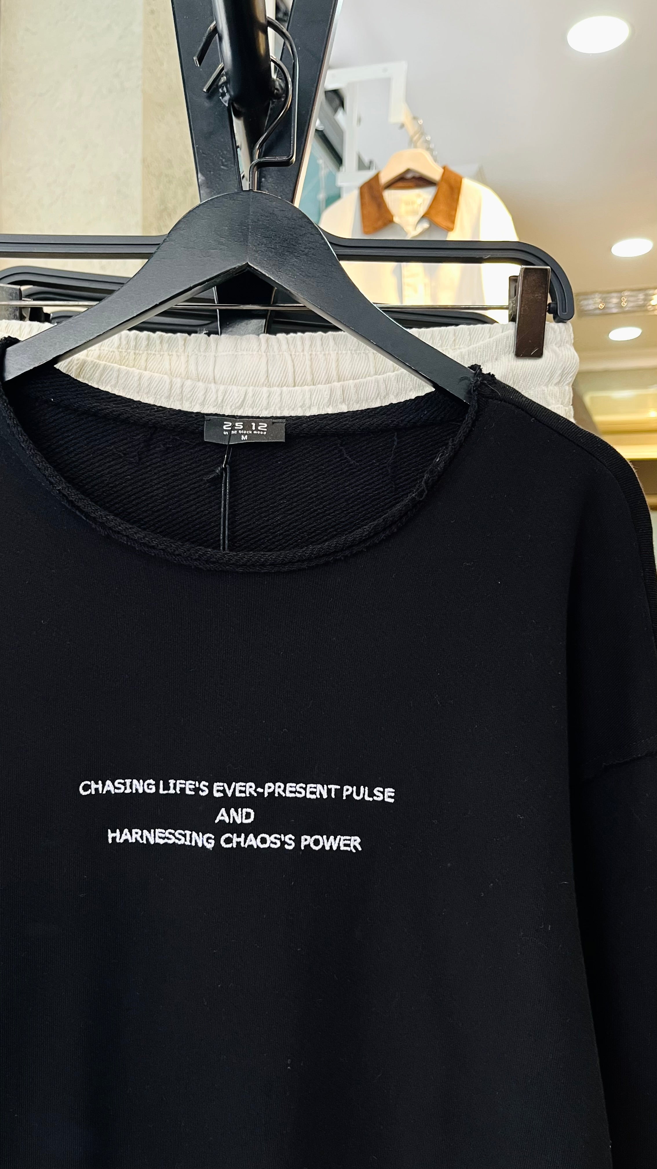 Oversize Siyah Açık Yaka Sweatshirt 5004