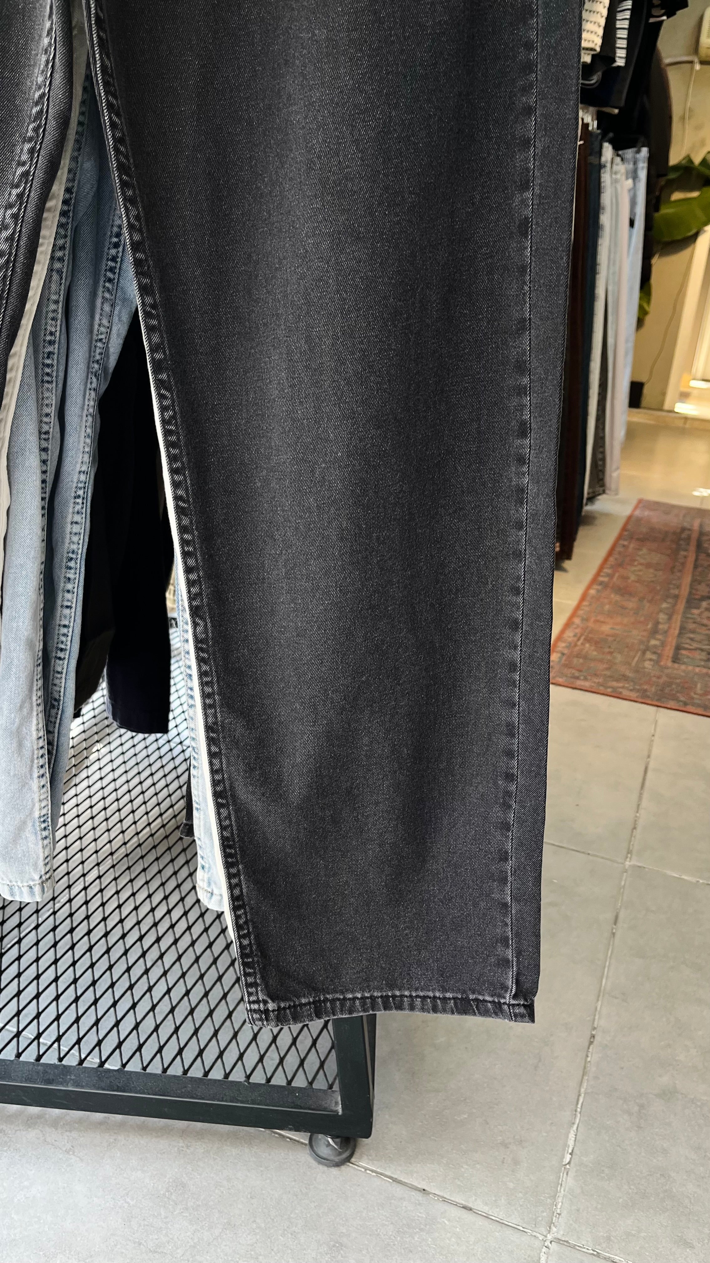 Baggy Siyah Yıkamalı Gabardin Pantolon 6164