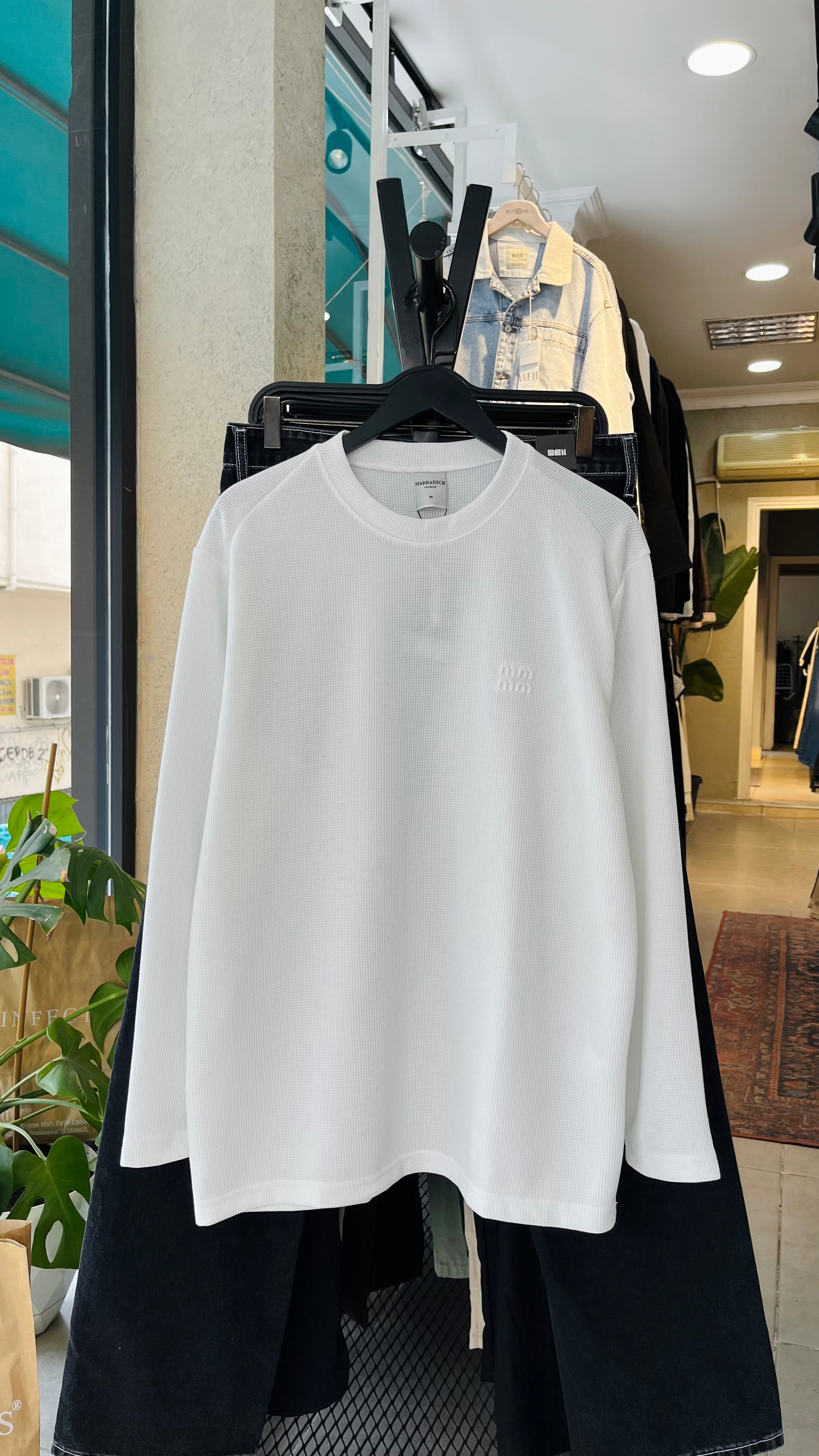 Oversize İnce Beyaz Sweatshirt 7025