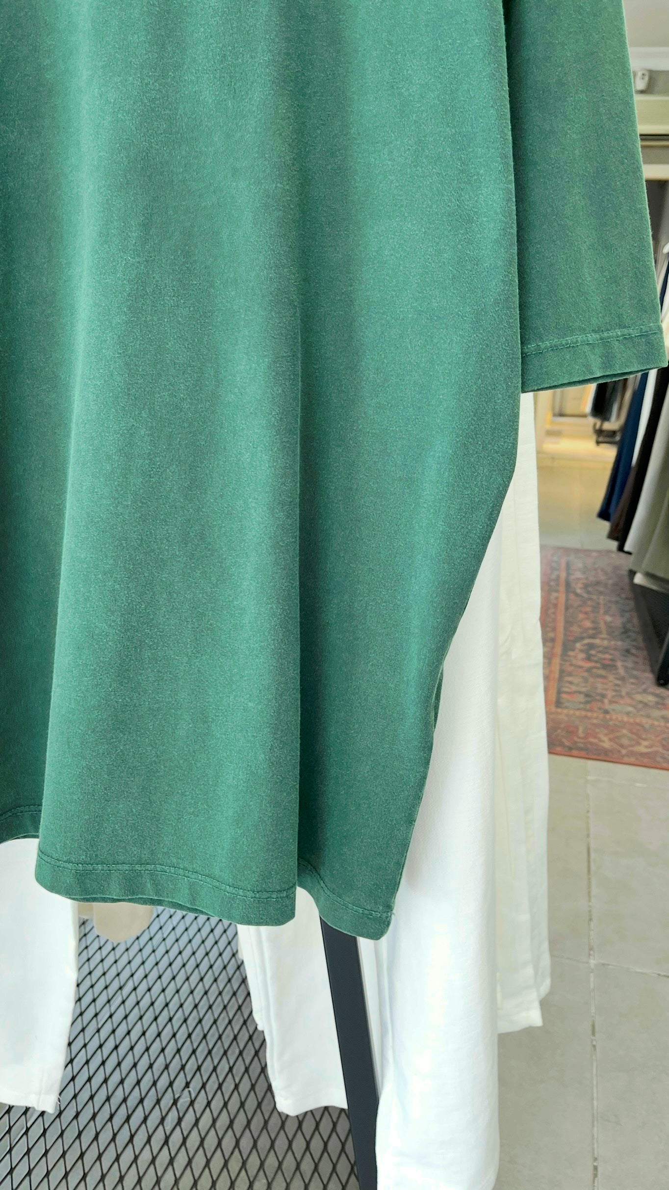 Oversize Yeşil Nakış Detaylı Yıkamalı Tshirt – Yeşil 9329
