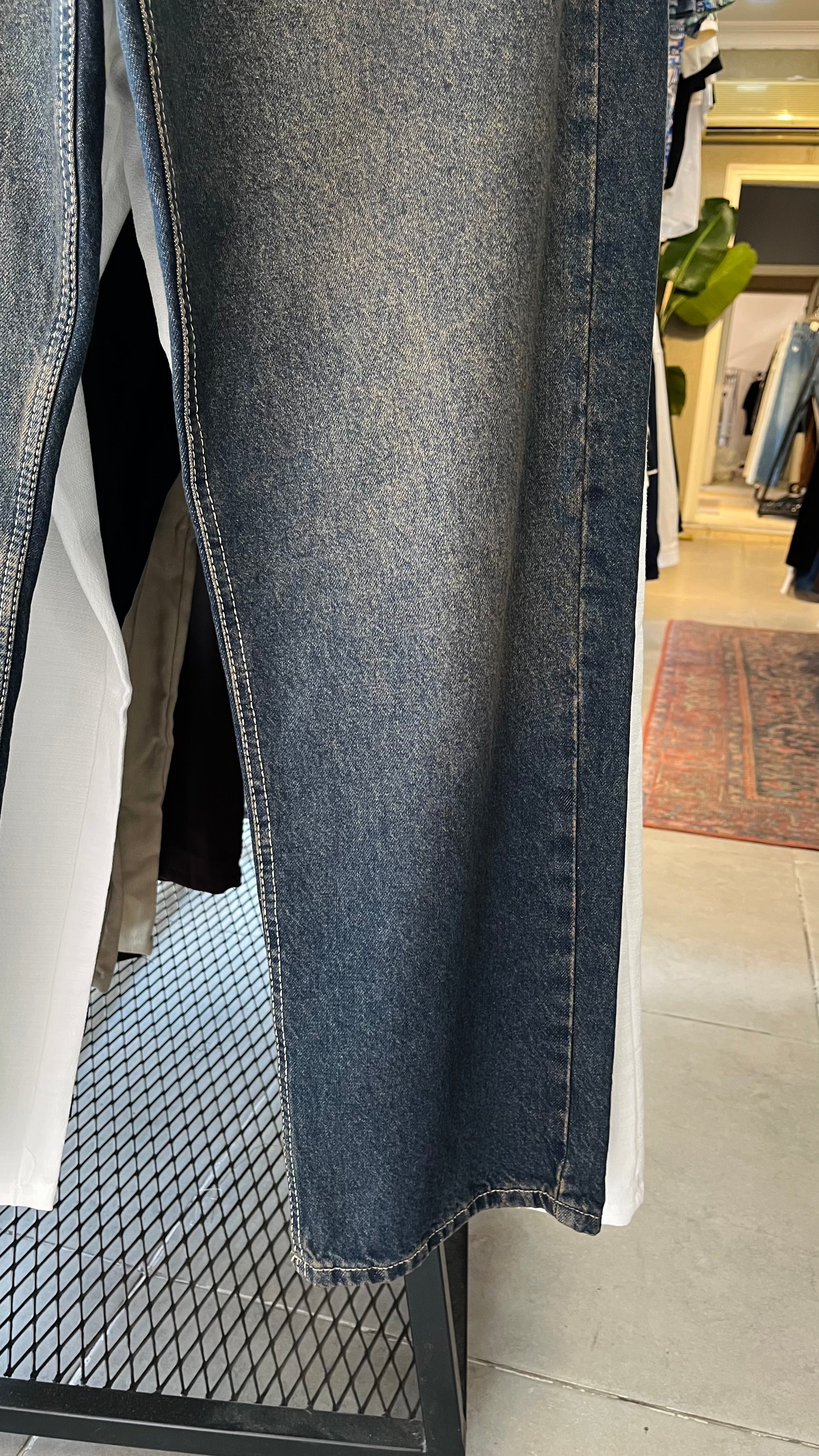Baggy Koyu Lacivert Yıkamalı Eskitme Jean 3268