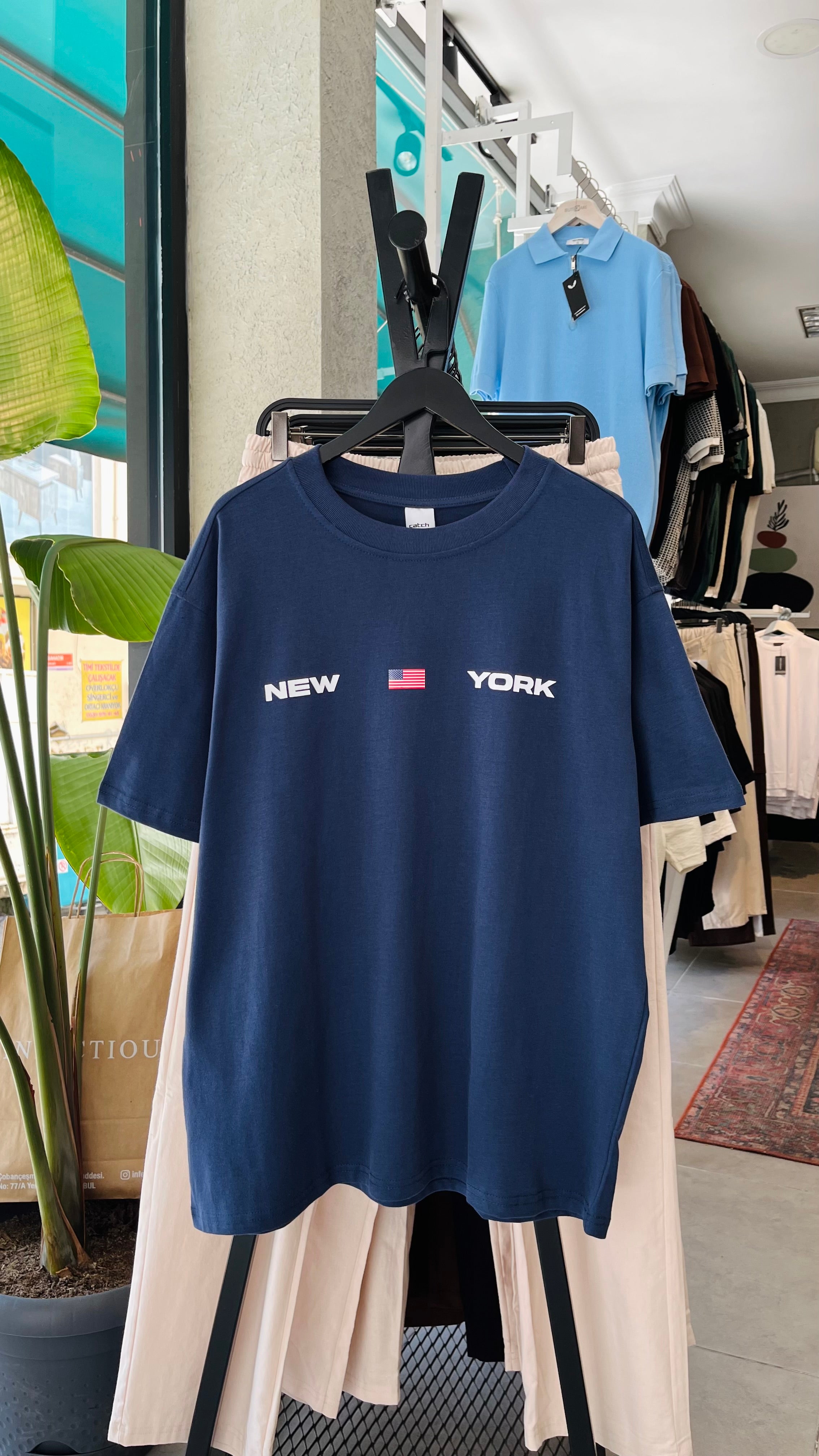 Oversize NewYork Lacivert Tshirt – Lacivert 9275
