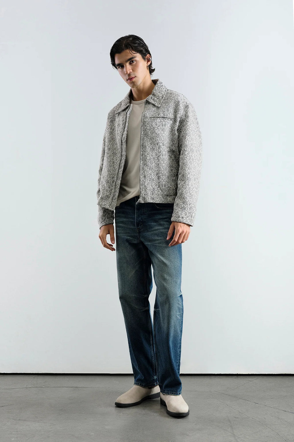 Jakar Dokulu Gri Premium Ceket 2047