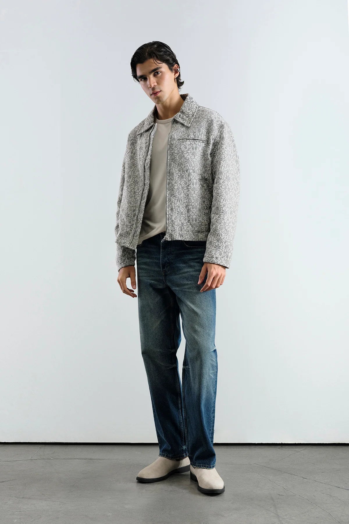 Jakar Dokulu Gri Premium Ceket 2047