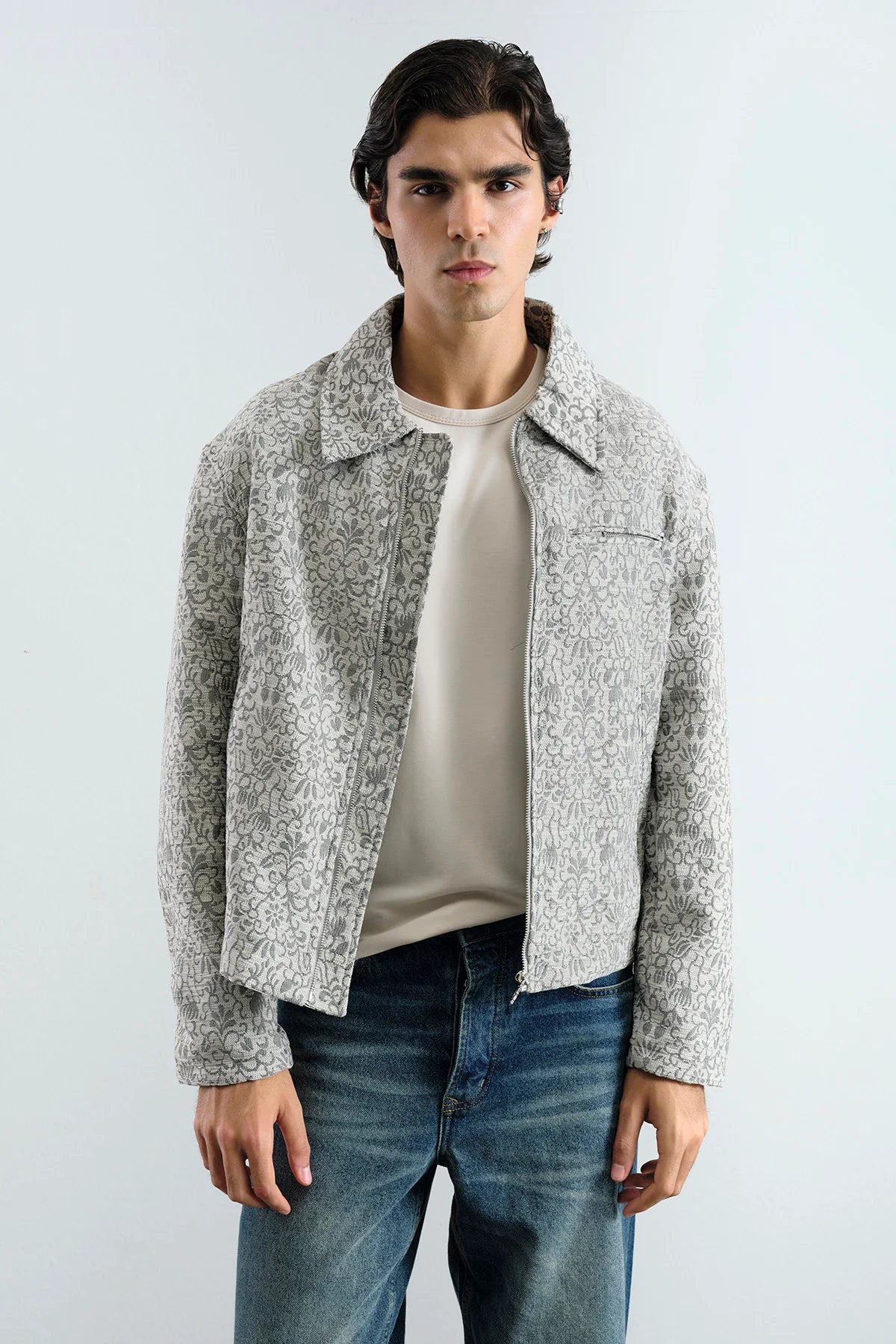 Jakar Dokulu Gri Premium Ceket 2047