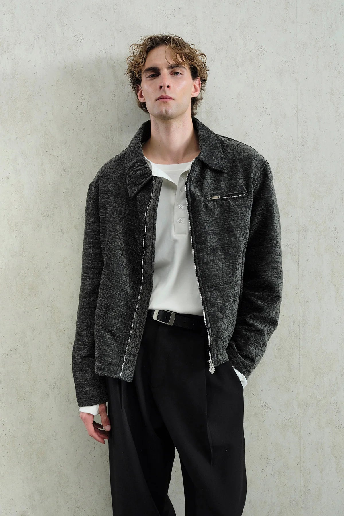 Jakar Dokulu Siyah Premium Ceket 2046