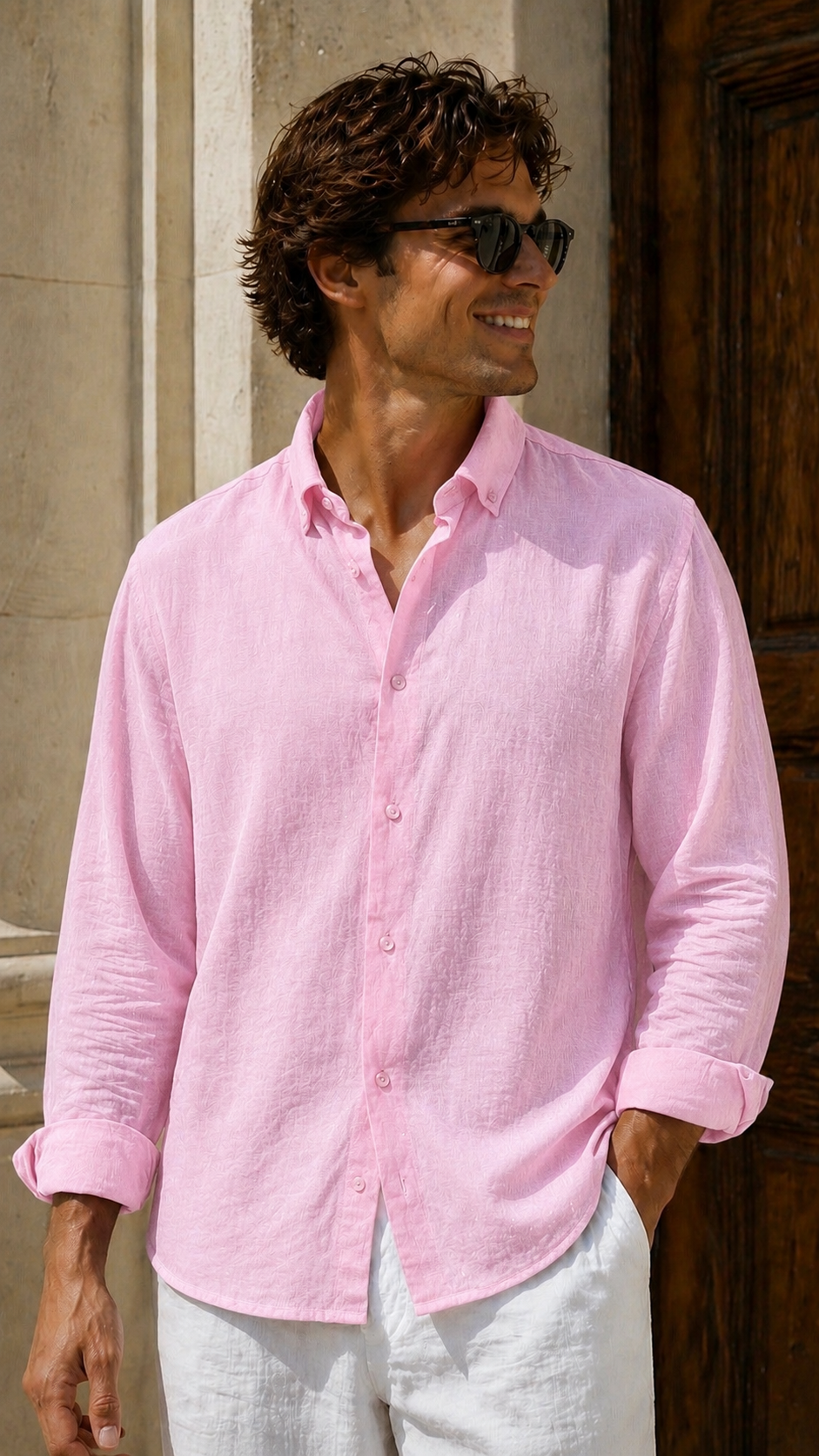 Oversize Pembe Uzun Kollu Gömlek 5477